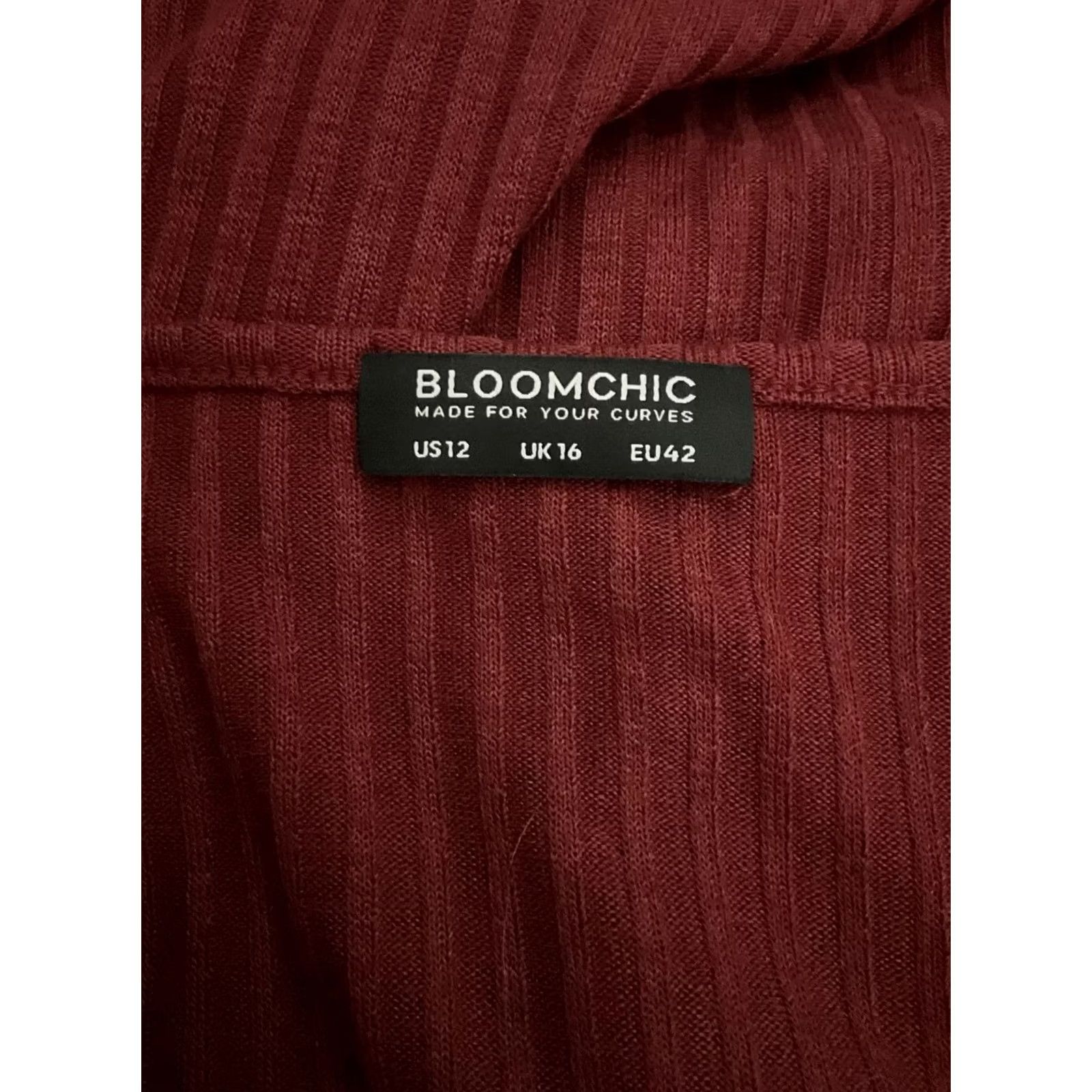 Vintage Bloomchic Jersey Top Burgundy Long Sleeve V-Neck Ribbed Size 12 Women Regular Size XL / US 12-14 / IT 48-50 - 2 Thumbnail