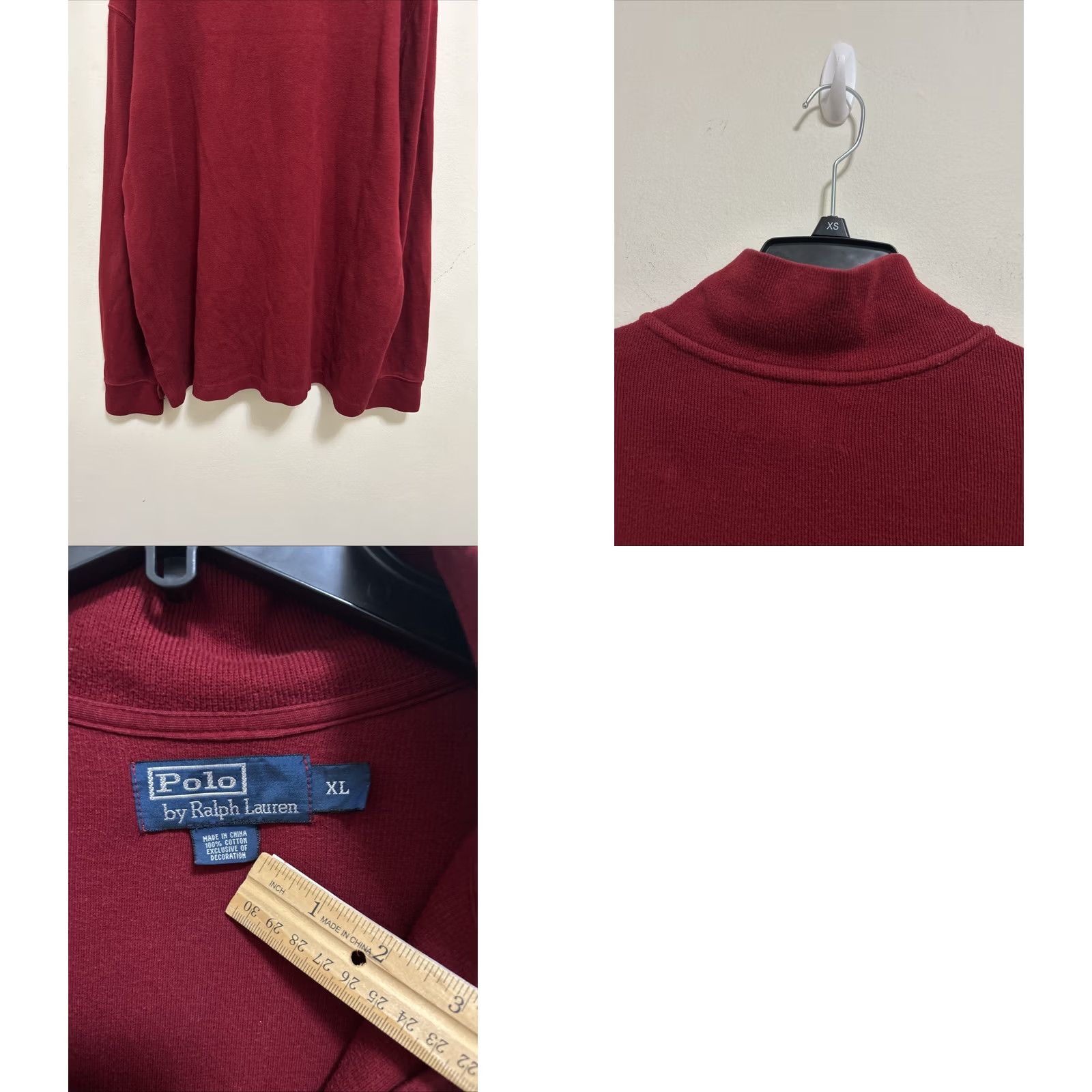 Ralph Lauren Polo Ralph Lauren Sweater Mens XL Red 1/4-Zip Pullover Cotton Rib-Knit Pony Embroidered Logo Vintage No Size US XL / EU 56 / 4 - 8 Thumbnail