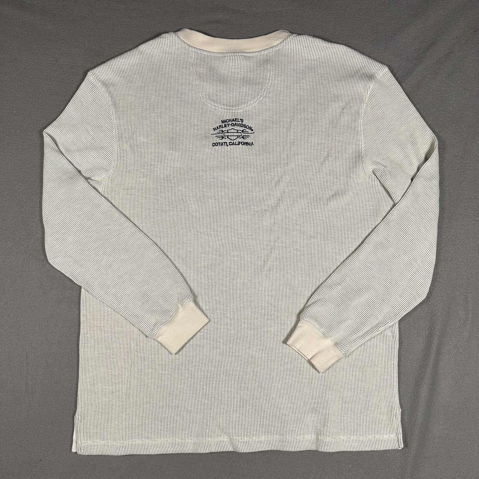 Harley Davidson Harley Davidson Men Long Sleeve Shirt Regular M Cream Ribbed Size US XL / EU 56 / 4 - 2 Thumbnail