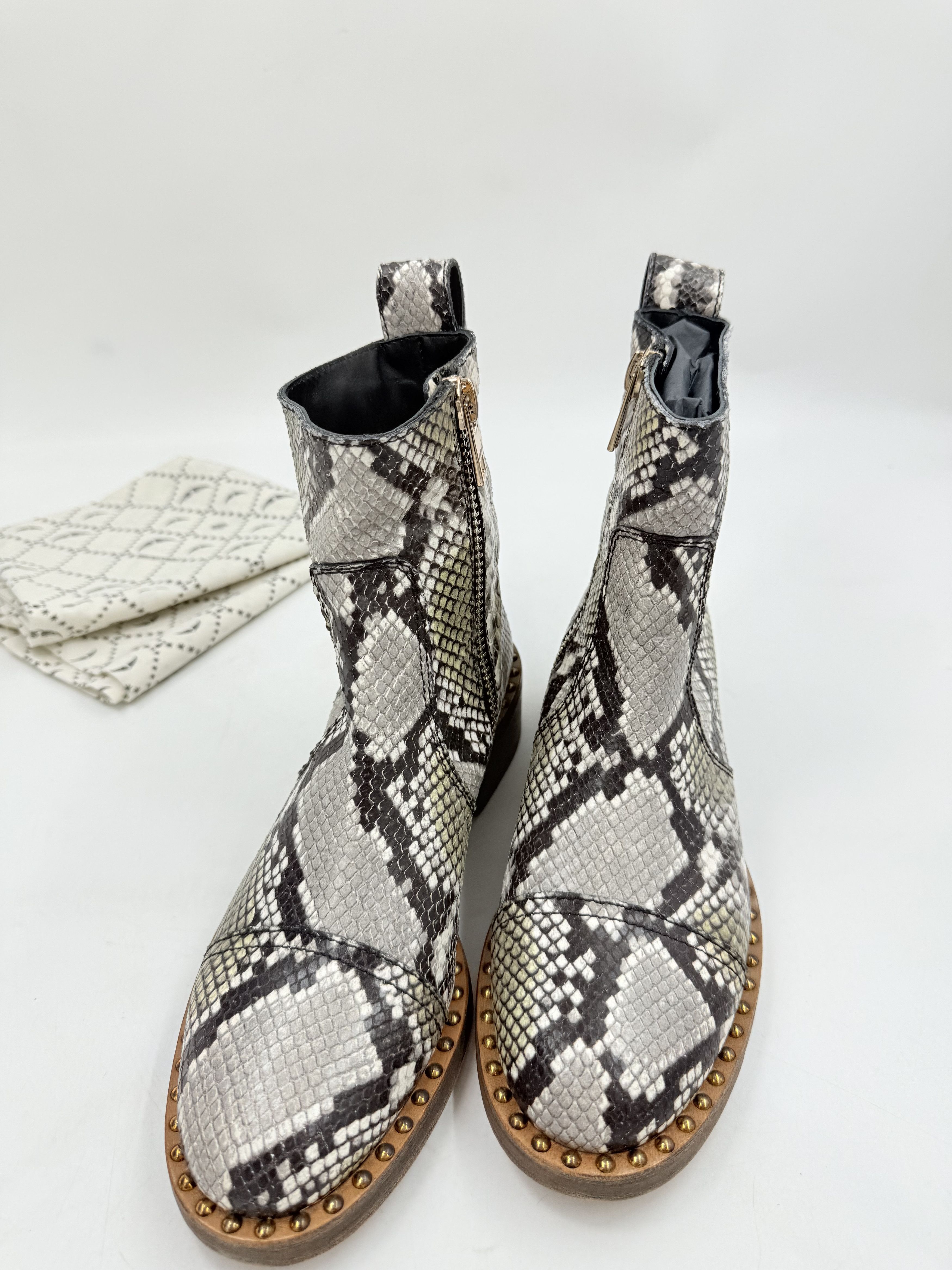 Zadig & Voltaire Zadig & Voltaire Snake Print Leather Ankle Boots Size US 4.5 / IT 34.5 - 6 Thumbnail