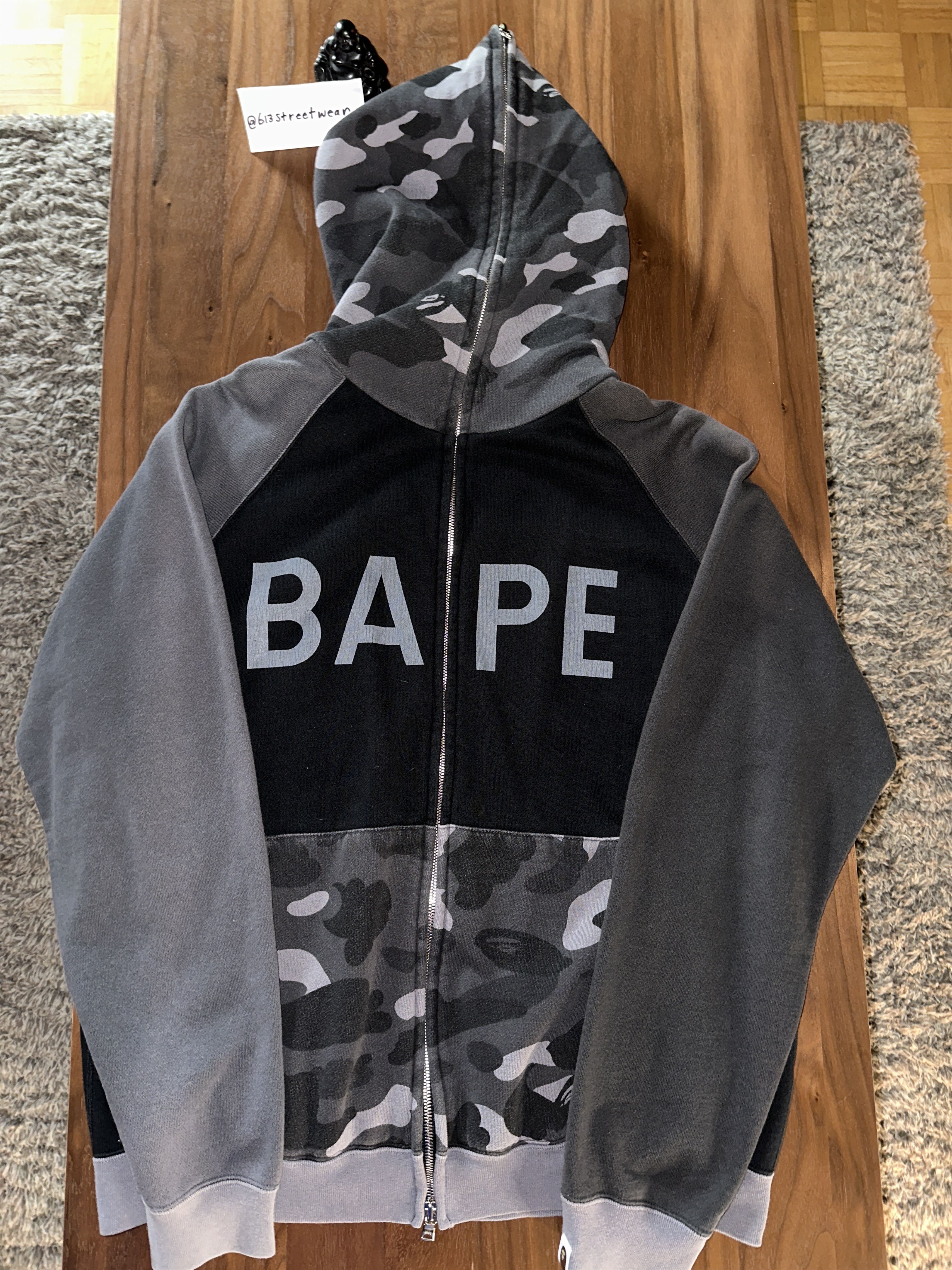 image of Bape x Nigo Crazy Camo Full Zip Hoodie in Black, Men's (Size Medium)