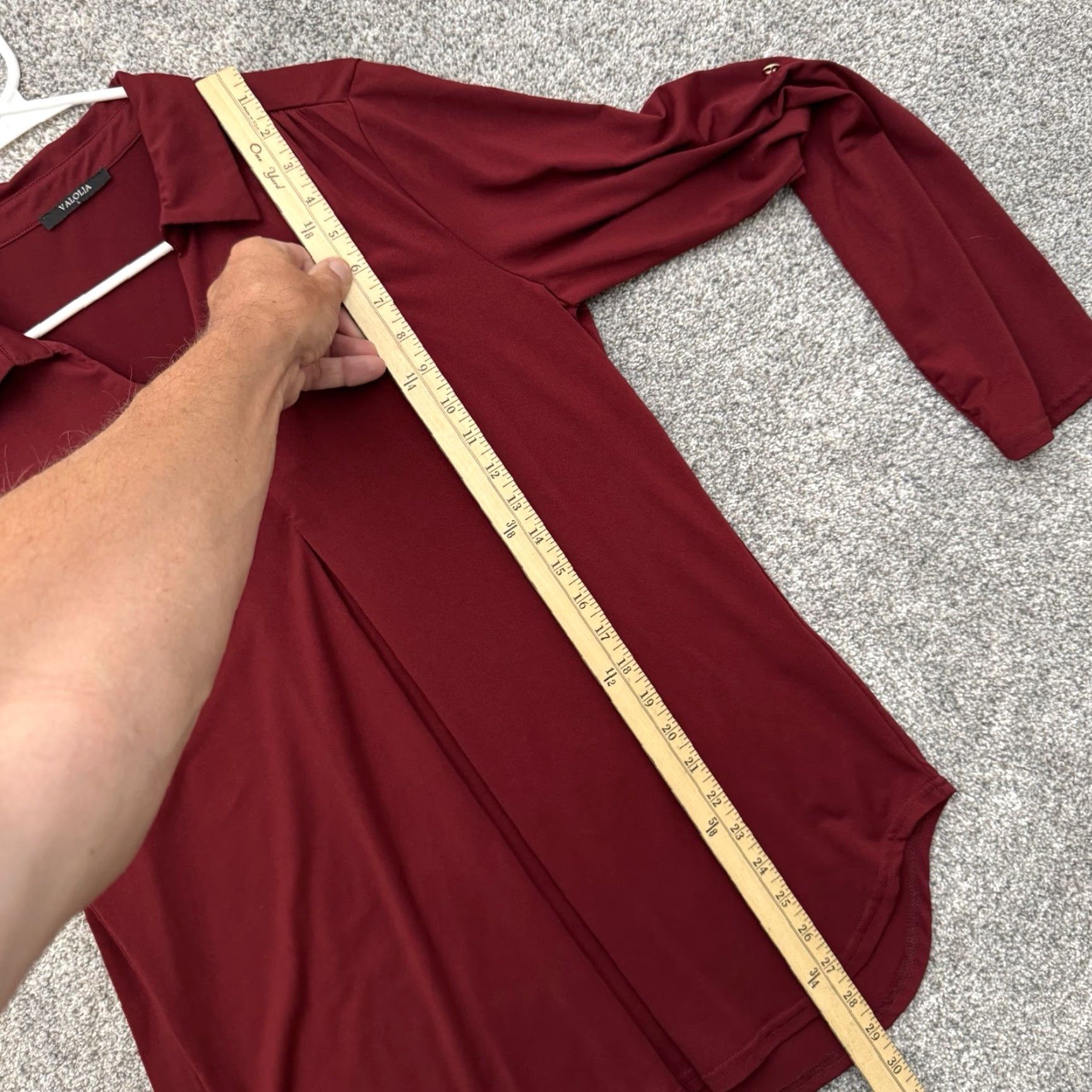 Vintage Business Casual Blouse Large Burgundy O-ring Workwear Office Chic Minimalist Size L / US 10 / IT 46 - 3 Thumbnail