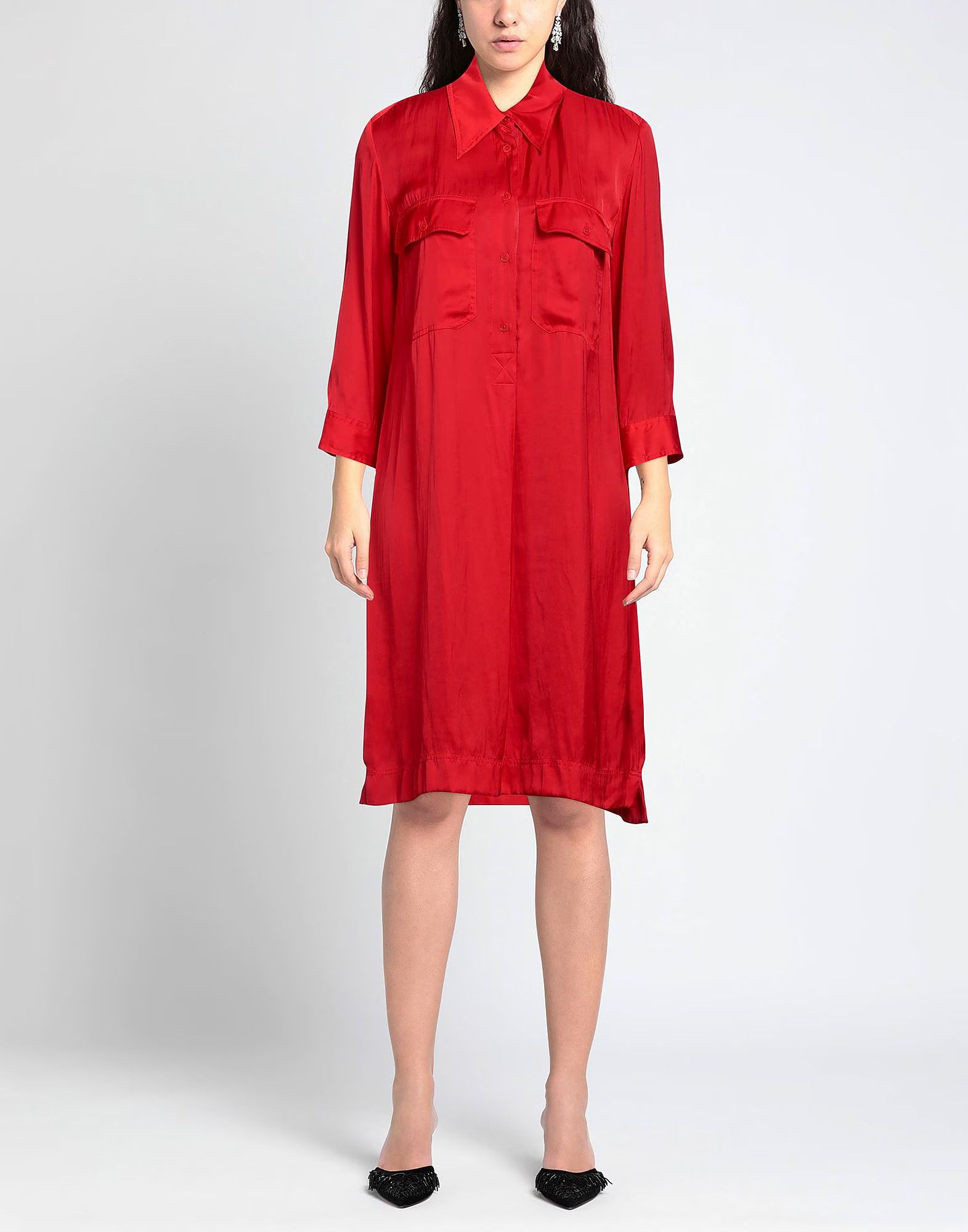 Zadig & Voltaire Red Satin Midi Dress Size L