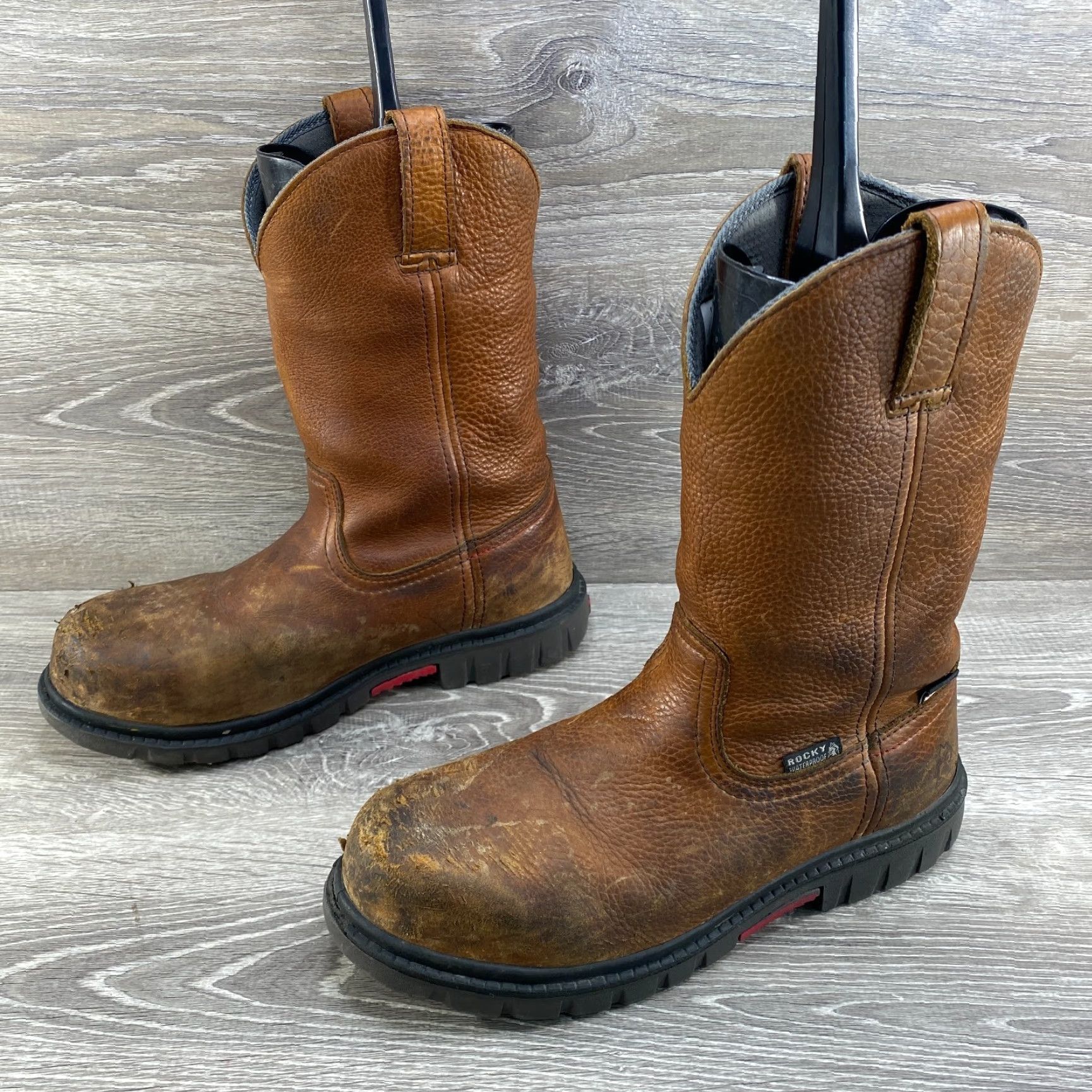 Vintage ROCKY Mens 8.5 M Brown Leather Waterproof Work Boots Worksmart Composite Toe USA Size US 8 / EU 41 - 5 Thumbnail