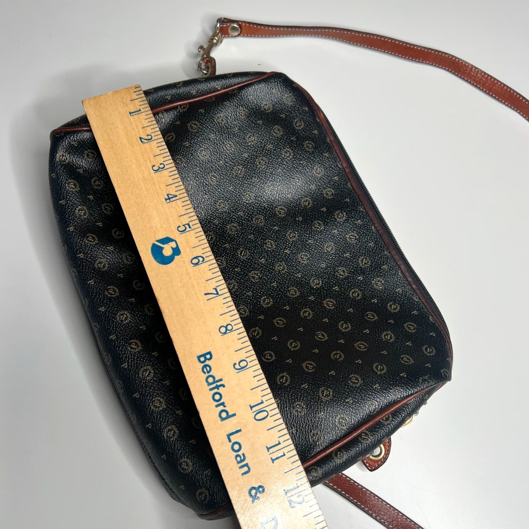 Vintage Pollini Black Monogram Backpack with Brown Trim Heritage Logo Backpack Black/black | Pollini main image 2