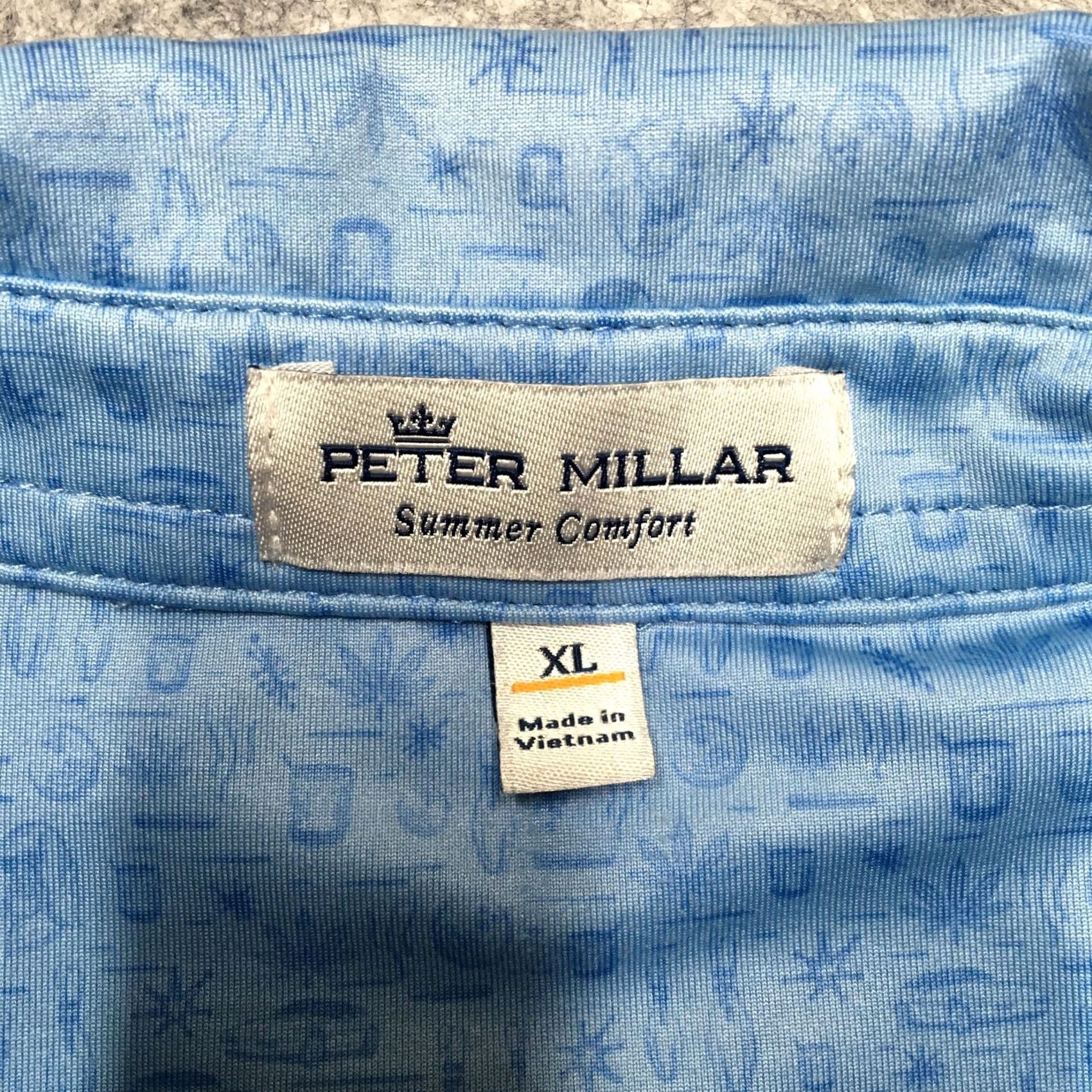 Peter Millar Peter Millar Polo Shirt Mens XL Blue Graphic Print Summer Comfort Golf Shirt Size US XL / EU 56 / 4 - 5 Thumbnail