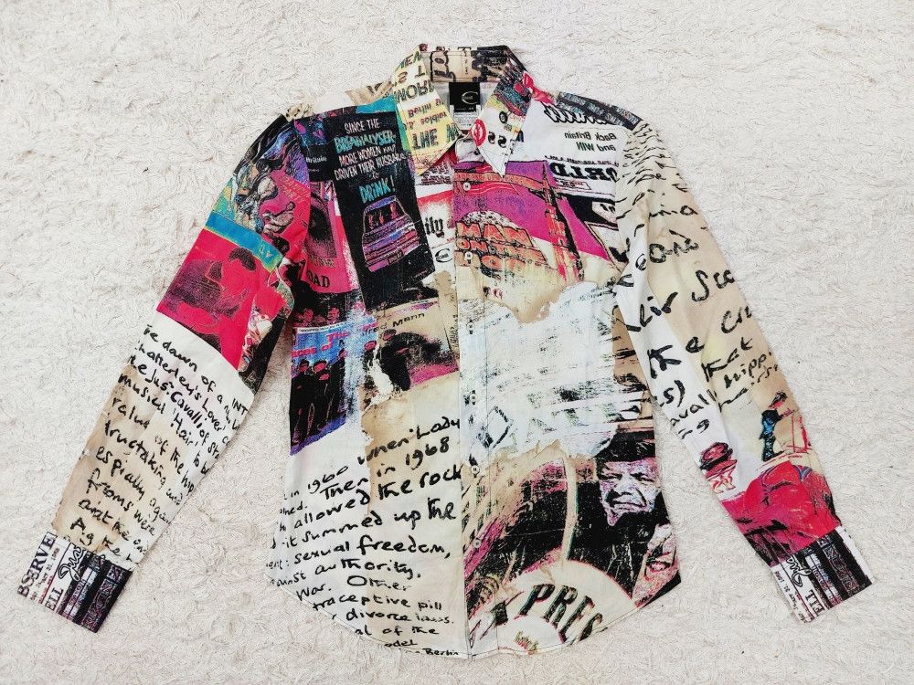 Roberto Cavalli Roberto Cavalli Newspaper Gazette Galliano Stamp Shirt Size US M / EU 48-50 / 2 - 1 Thumbnail