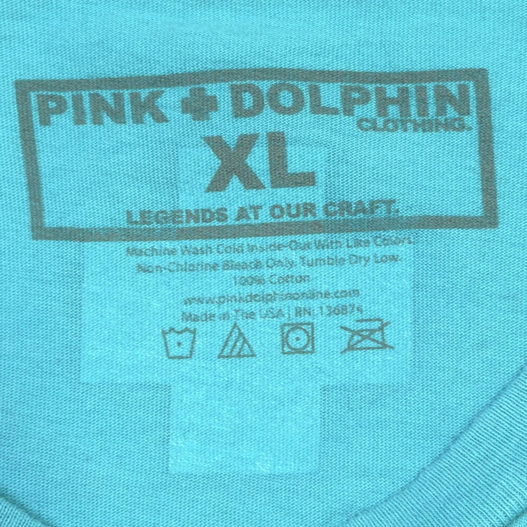 Vintage Pink Dolphin Shirt Mens XL Blue Neon Palm Tree Wave Graphic Surf Beach Tee Size US XL / EU 56 / 4 - 4 Thumbnail