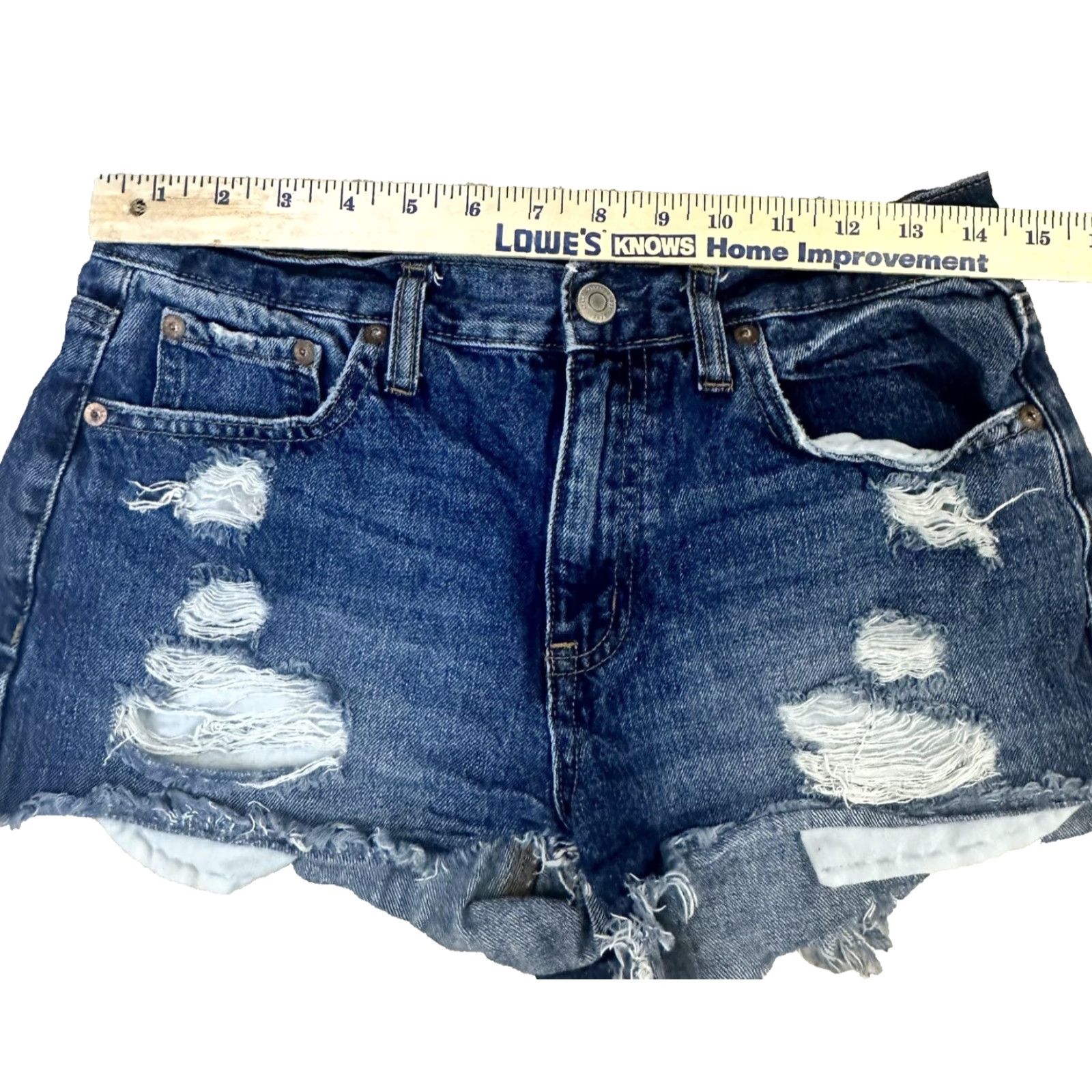 Vintage Aéropostale Booty Shorts Womens 4 Blue Distressed Denim Frayed On Trend Denim Shorts Women 4 blue distressed girlfriend party beach casual Size 27" / US 4 / IT 40 - 7 Thumbnail