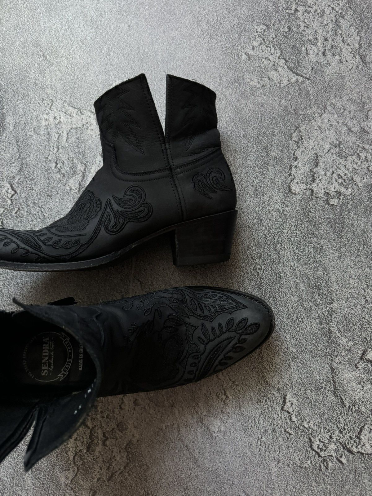 Sendra × Vintage Sendra 39 Wmns black leather cowboy boots hi top Size US 9 / IT 39 - 24 Thumbnail