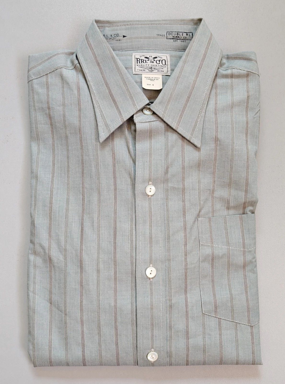 RRL Ralph Lauren Double RL Slim Fit Striped Dobby Shirt T 9104 Size US M / EU 48-50 / 2 - 1 Thumbnail