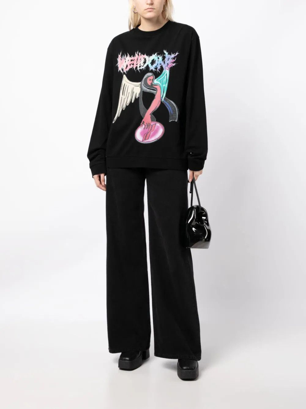WE11DONE o1mris0824 Angel Print Sweatshirt in Black Size US S / EU 44-46 / 1 - 5 Thumbnail