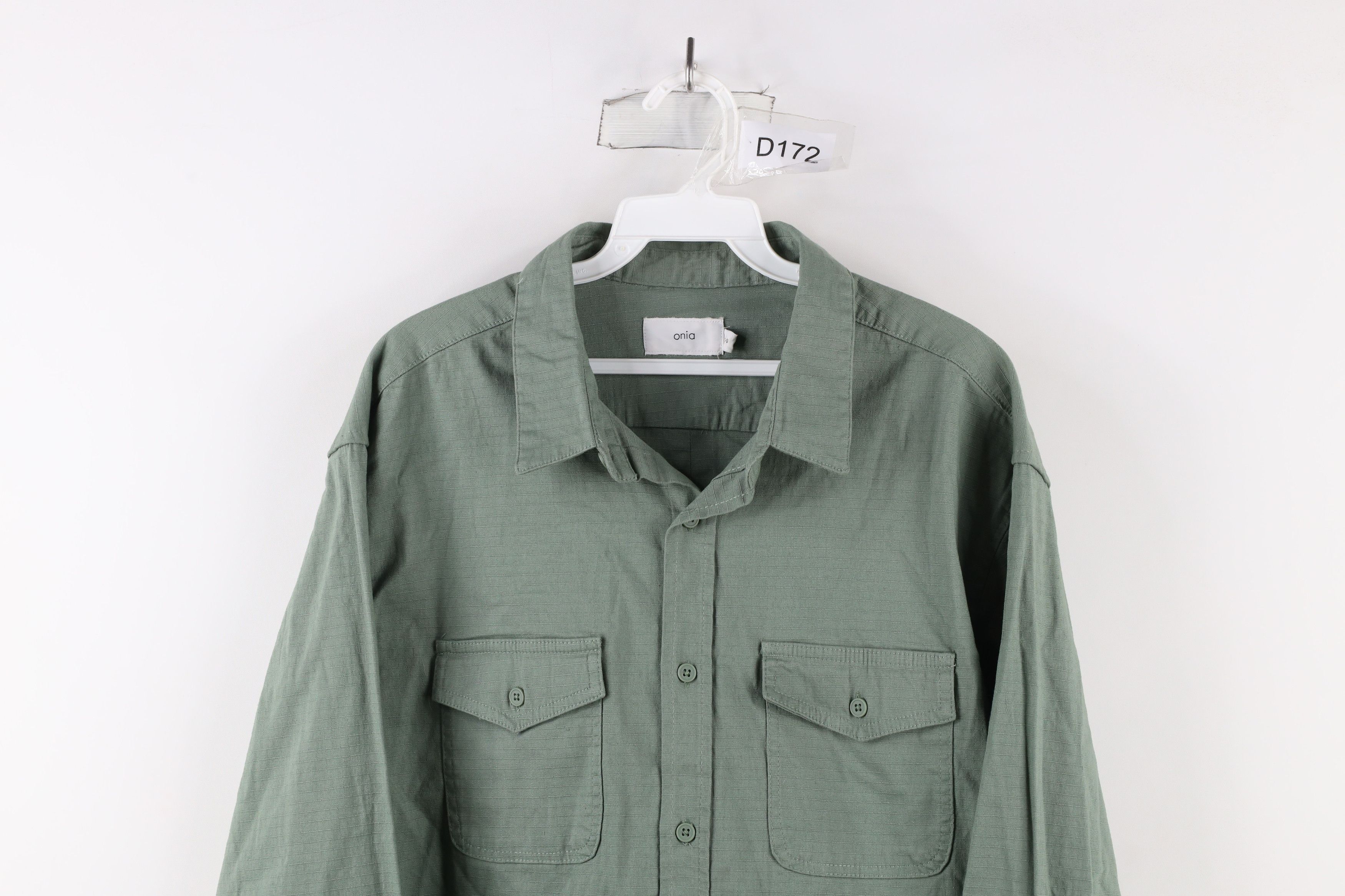 Vintage Onia Ripstop Collared Button Shirt Green Cotton Size US L / EU 52-54 / 3 - 2 Thumbnail