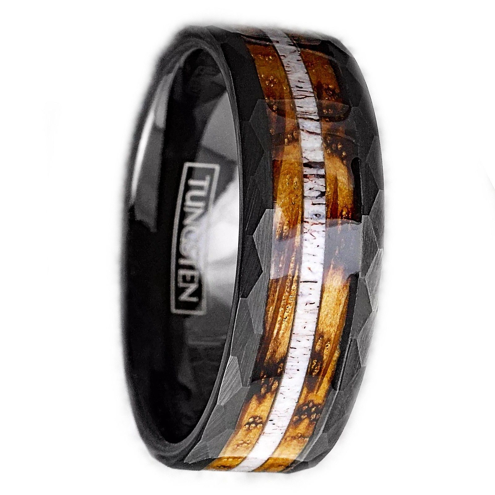 Other Tungsten Mens Ring Deer Antler & Wood Inlay Wedding Band Size ONE SIZE - 5 Thumbnail