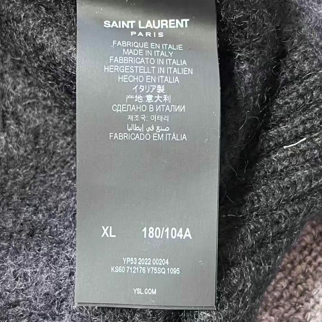 Saint Laurent Paris Letter Jacquard Crew Neck Pullover Long Sleeve Sweater Size US XL / EU 56 / 4 - 4 Thumbnail