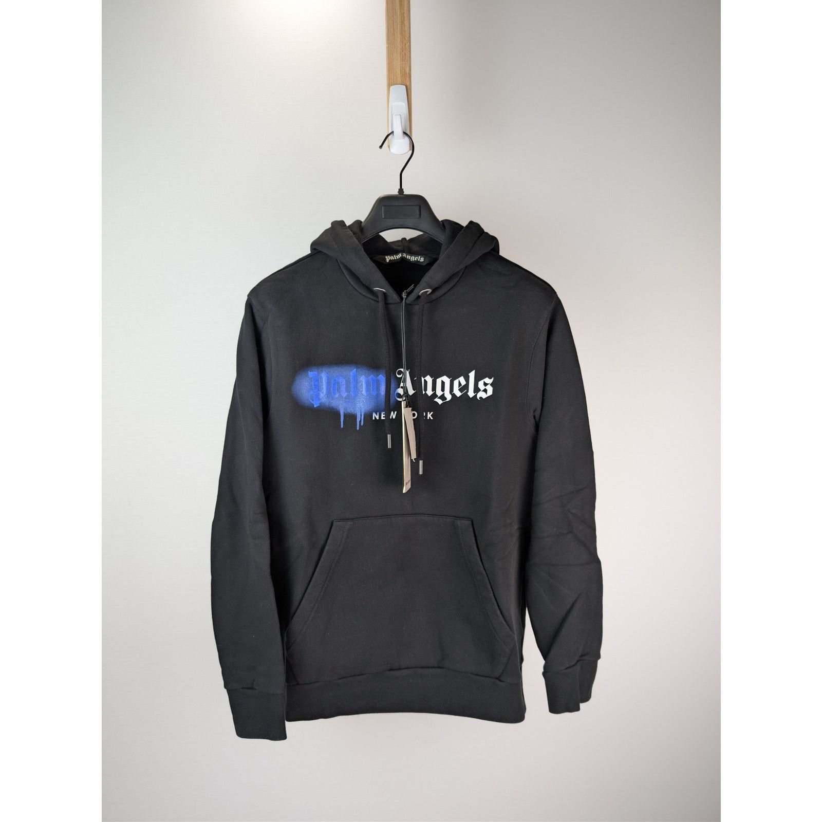 Palm Angels o1rshd1 New York Sprayed Logo Hoodie in Black / Blue Size US S / EU 44-46 / 1 - 8 Thumbnail