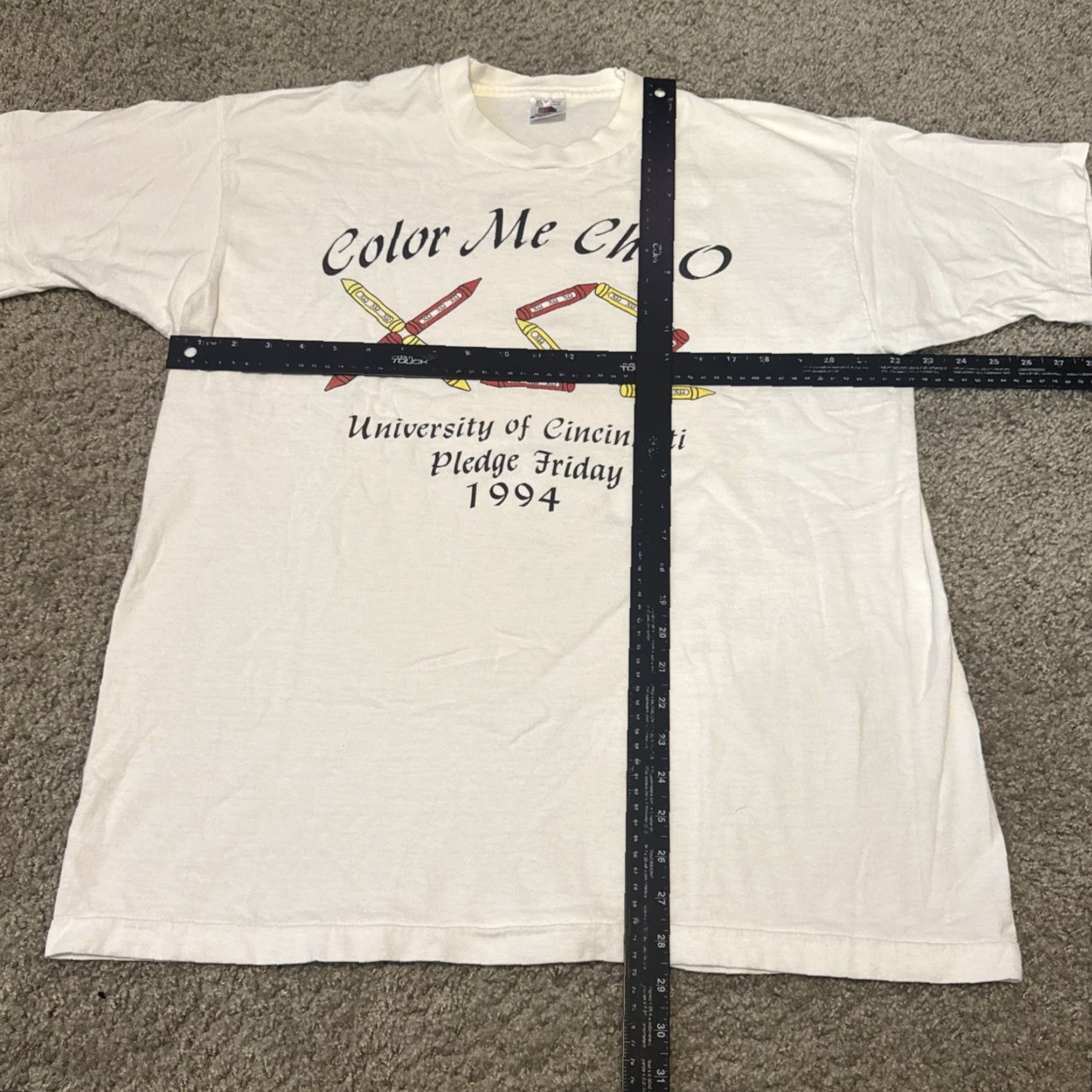 Fruit Of The Loom VINTAGE 1994 Chi Omega University Cincinnati Frat Sorority Greek Life T-Shirt XL Women White Fruit of the Loom Shirt Size XL / US 12-14 / IT 48-50 - 4 Thumbnail