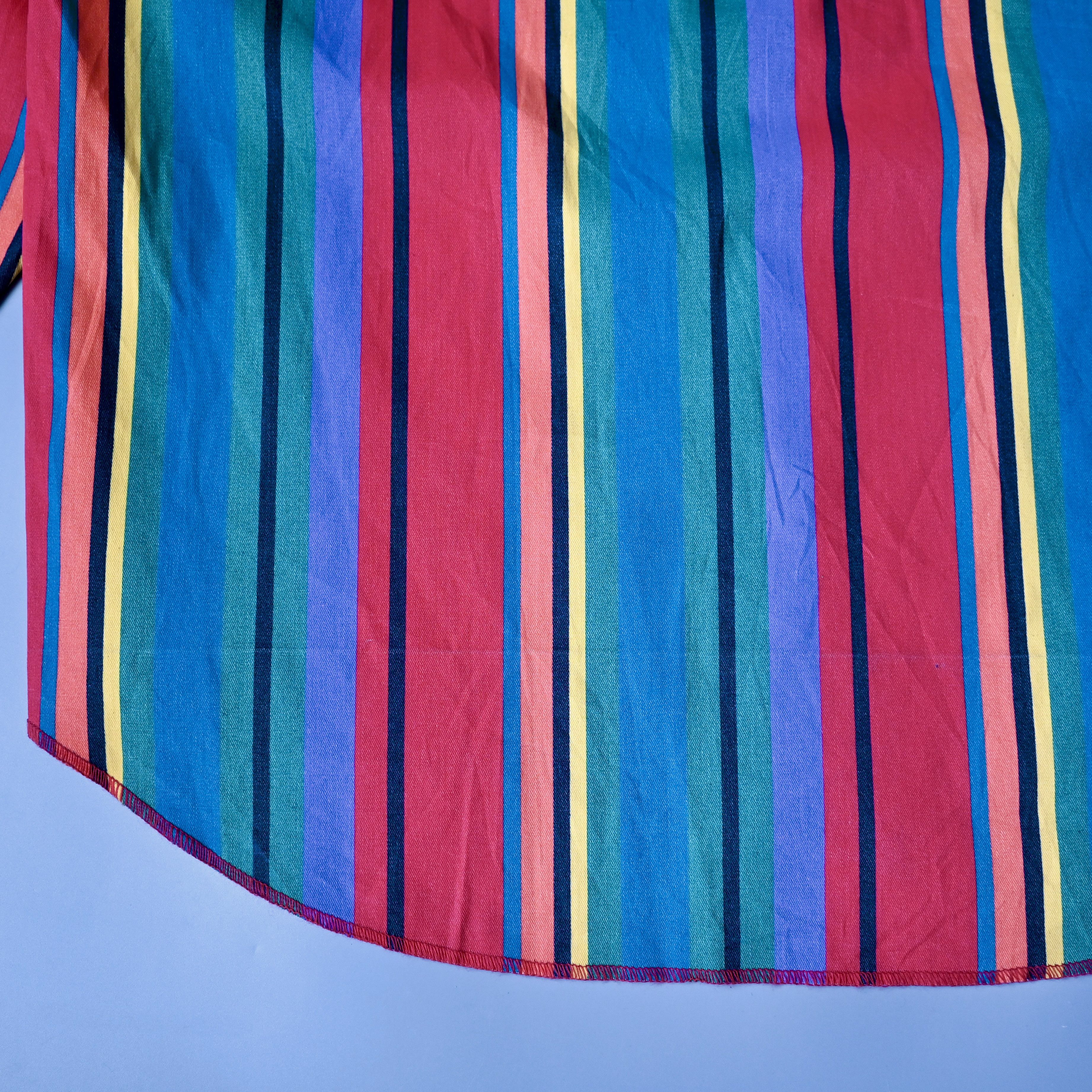 Vintage VTG 90s Wrangler Brushpopper cape shirt rainbow stripe 17.5 Size US XL / EU 56 / 4 - 7 Thumbnail