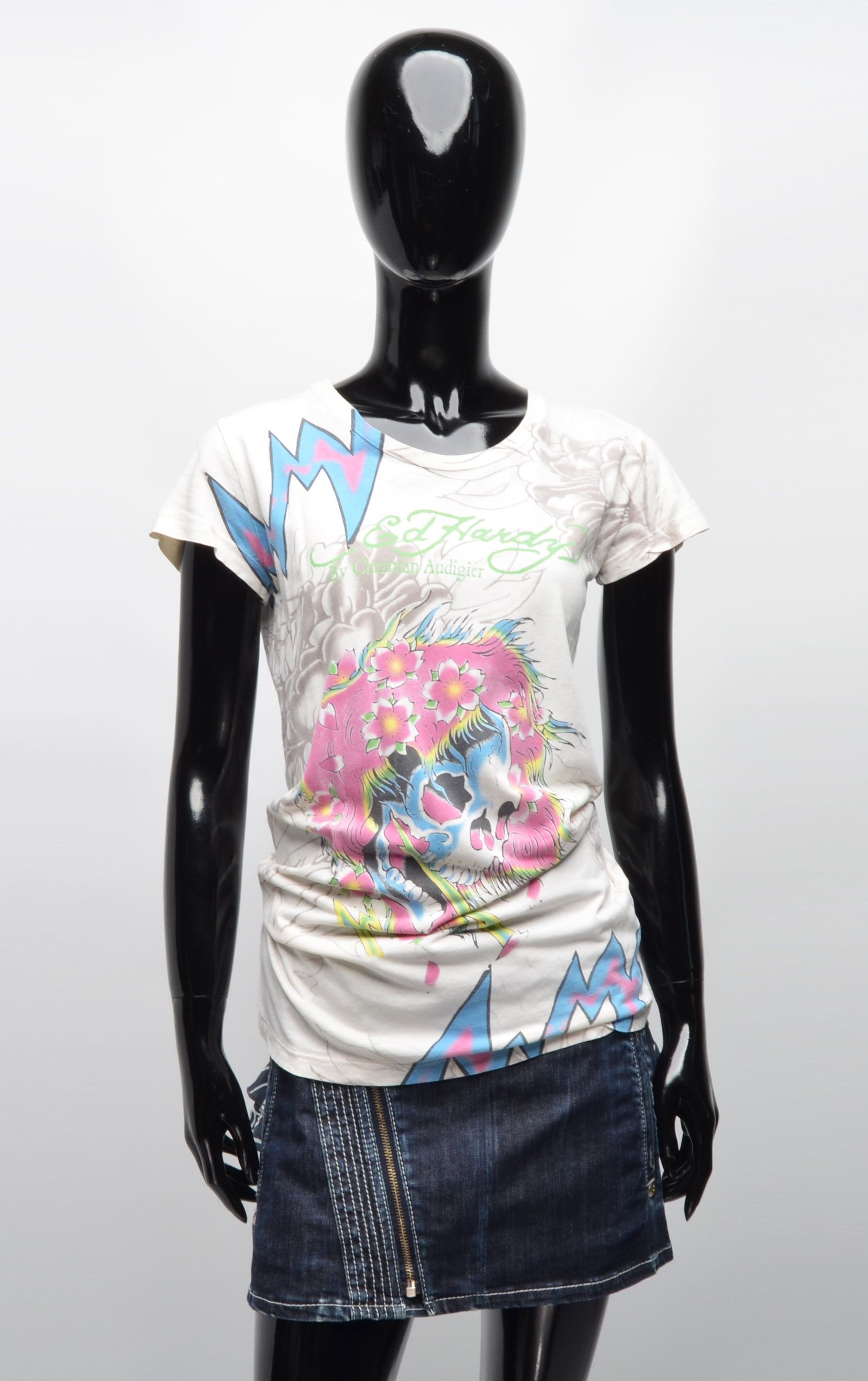 Christian Audigier Ed Hardy Y2K Tattoo Printed Tee Size L / US 10 / IT 46 - 1 Thumbnail