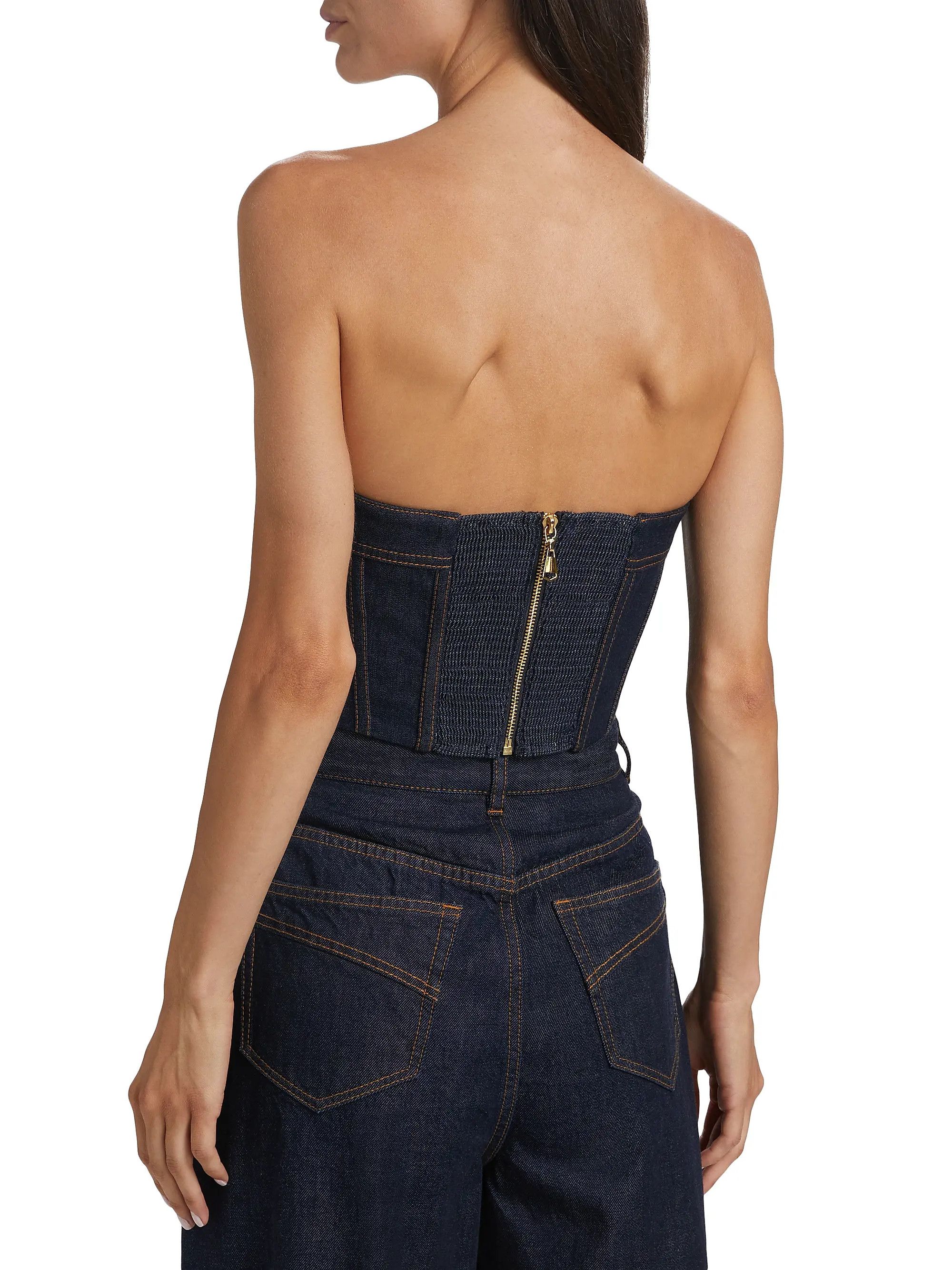 Zimmermann oc11z1025 Crush Denim Corset Top in Blue Size L / US 10 / IT 46 - 5 Thumbnail