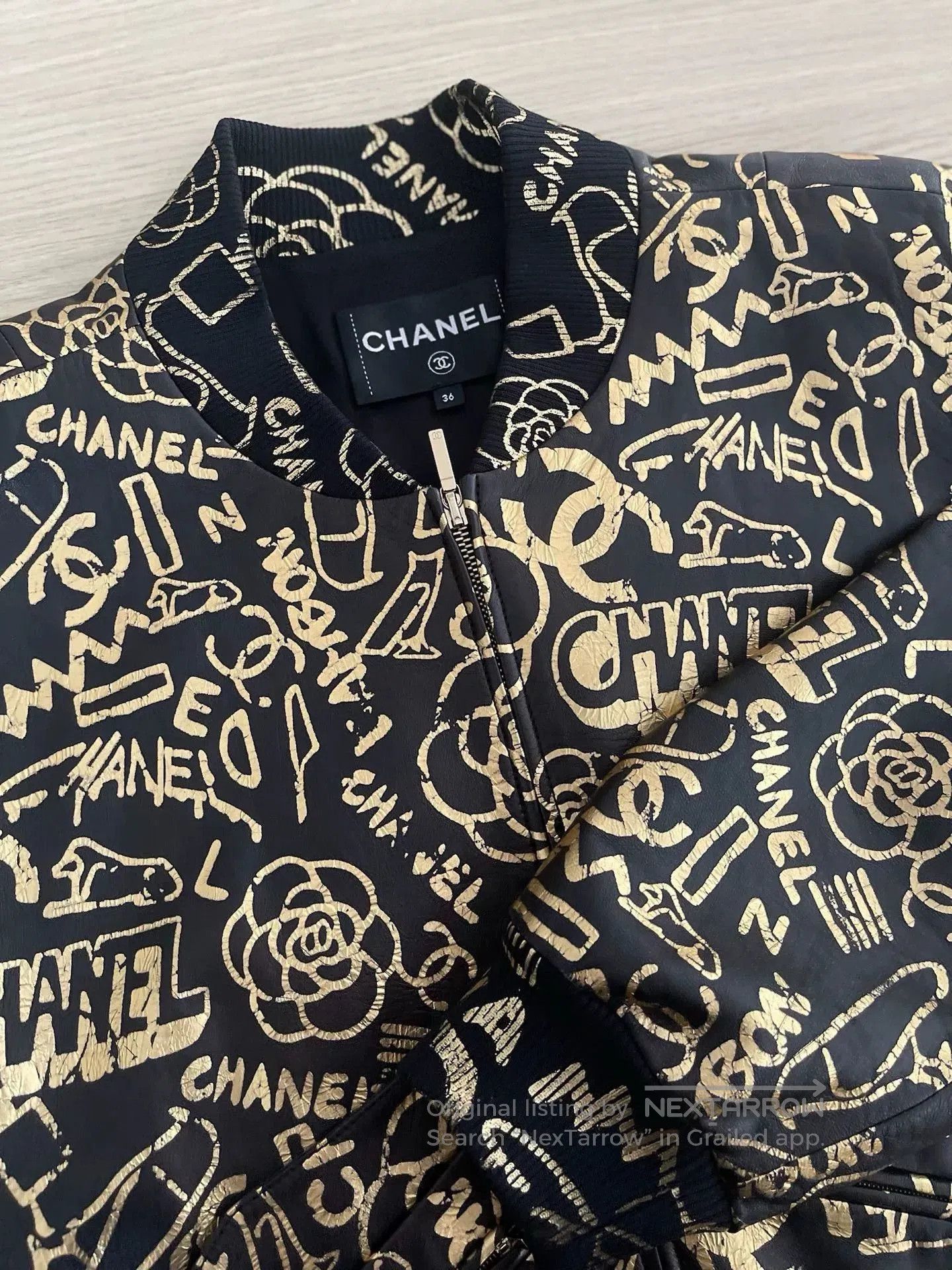 Chanel Chanel Egypt Gold Graffiti Leather Jacket. Size US M / EU 48-50 / 2 - 4 Thumbnail