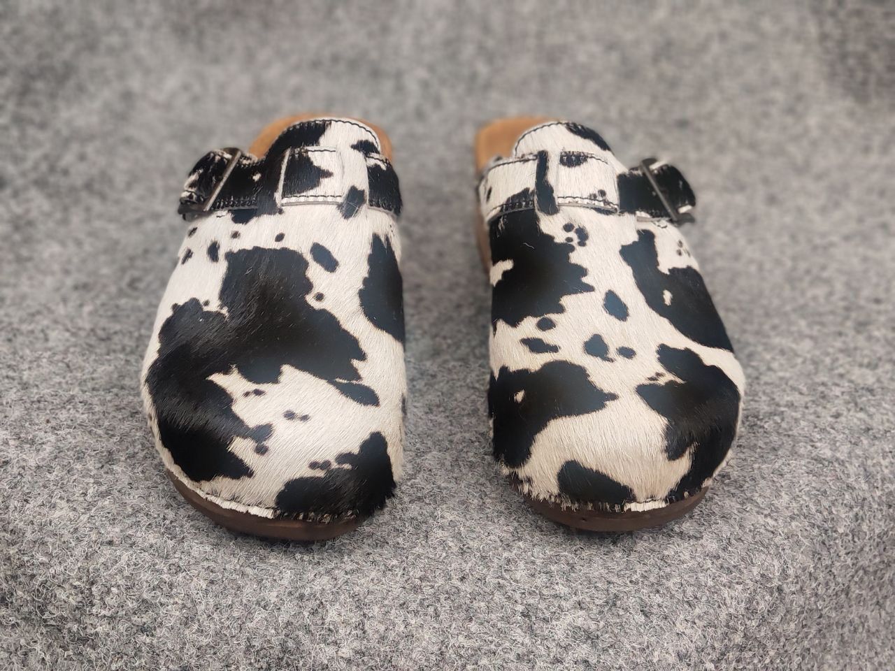 Woody Design Manu Fur W' Leather cowhide Clogs mules Shoes