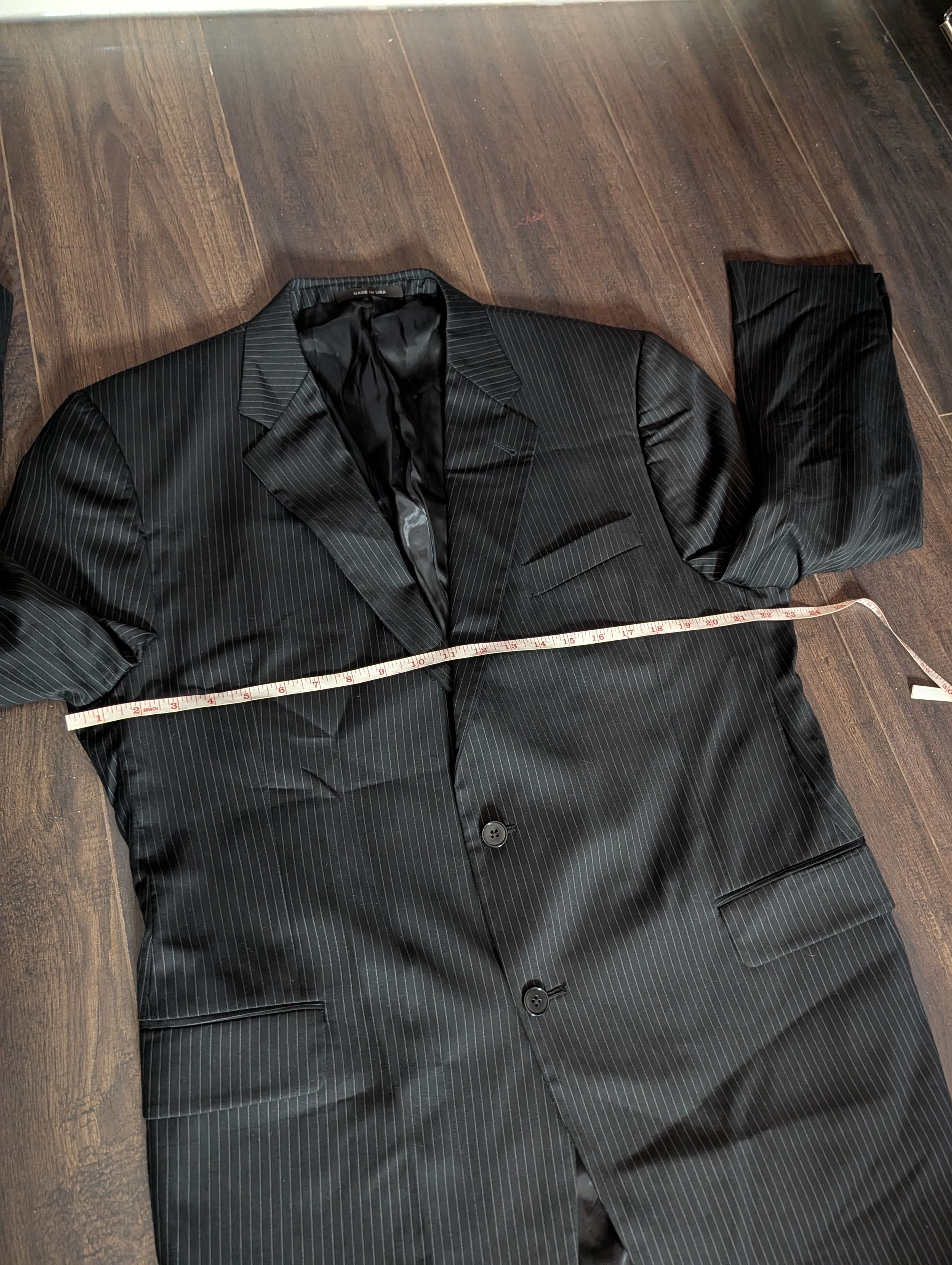 Loro Piana Super 120s Wool Black Pinstriped Joseph Abboud Jacket Size 46R - 15 Thumbnail