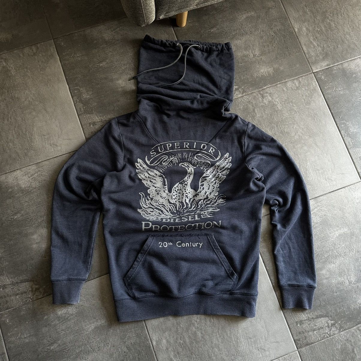 Diesel Vintage Diesel Hoodie Big Logo Double Neck Y2K 00s USA Size US L / EU 52-54 / 3 - 4 Thumbnail