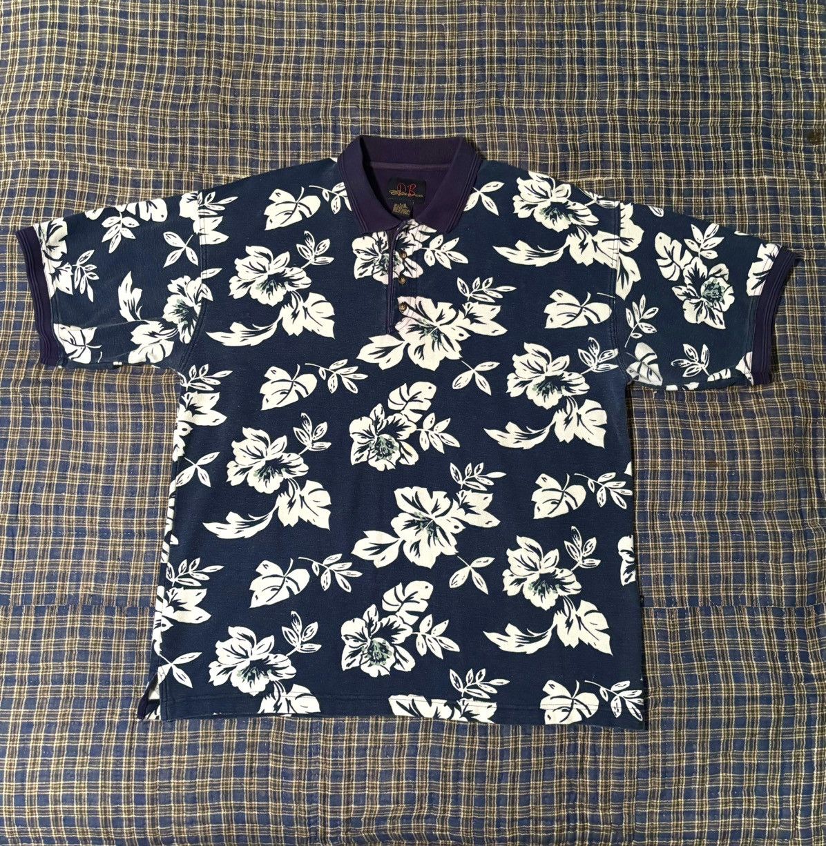 Vintage DB Classic Polo Shirt Tropical Floral Oversize Surf Hawaiian Size US L / EU 52-54 / 3 - 1 Thumbnail