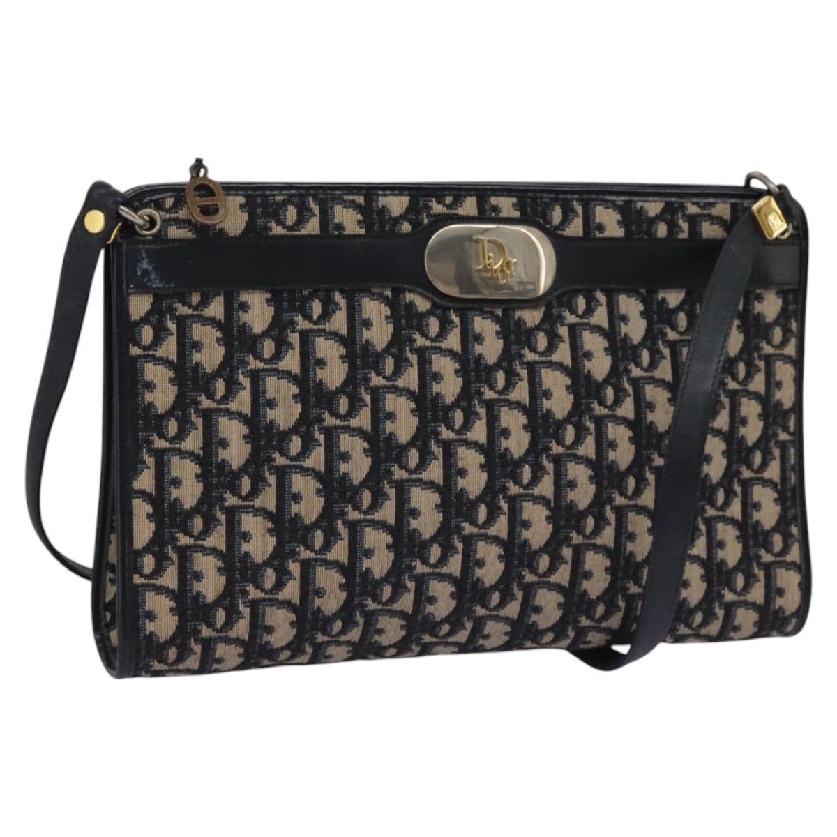 Dior Trotter Navy Canvas Shoulder Bag (Pre-Owned) Size ONE SIZE - 1 Thumbnail
