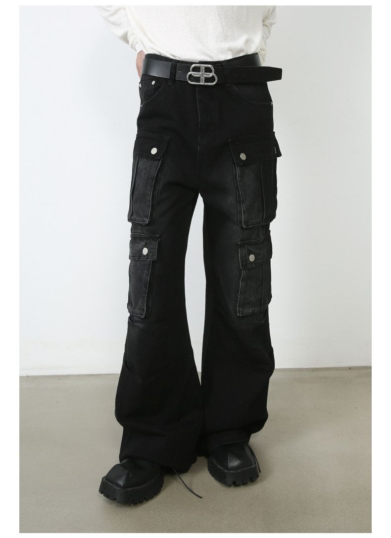 Japanese Brand × Jean Black Multi-Pocket Loose Straight Vintage Cargo Jeans Size US 32 / EU 48 - 2 Thumbnail