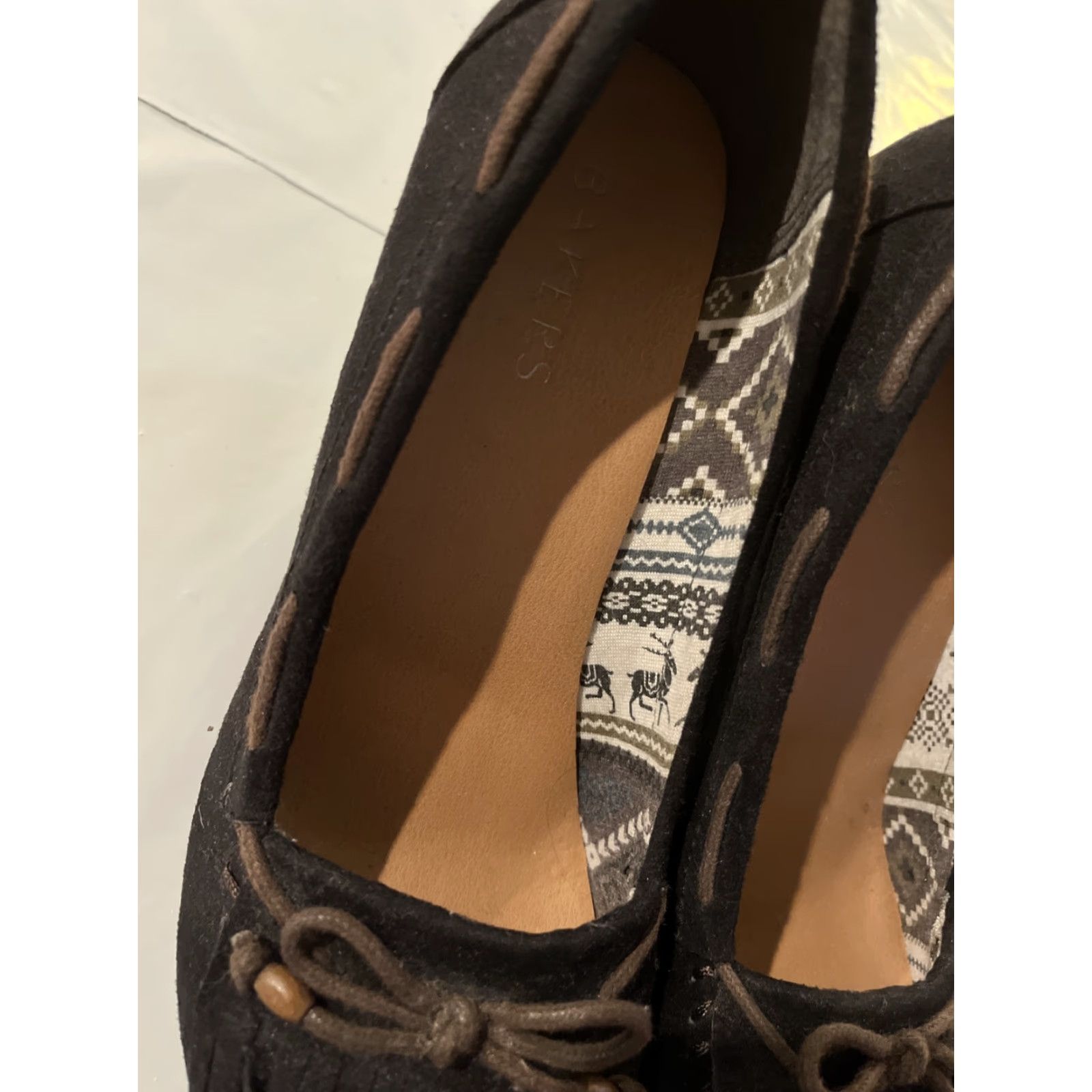 Vintage Bakers Brown Suede Wedges 4” Heel Slip On Bow Fringe Kilties Leather Upper Womens 7.5 EU 7.5 US 7.5 AU High Heel Casual Size US 8 / IT 38 - 7 Thumbnail