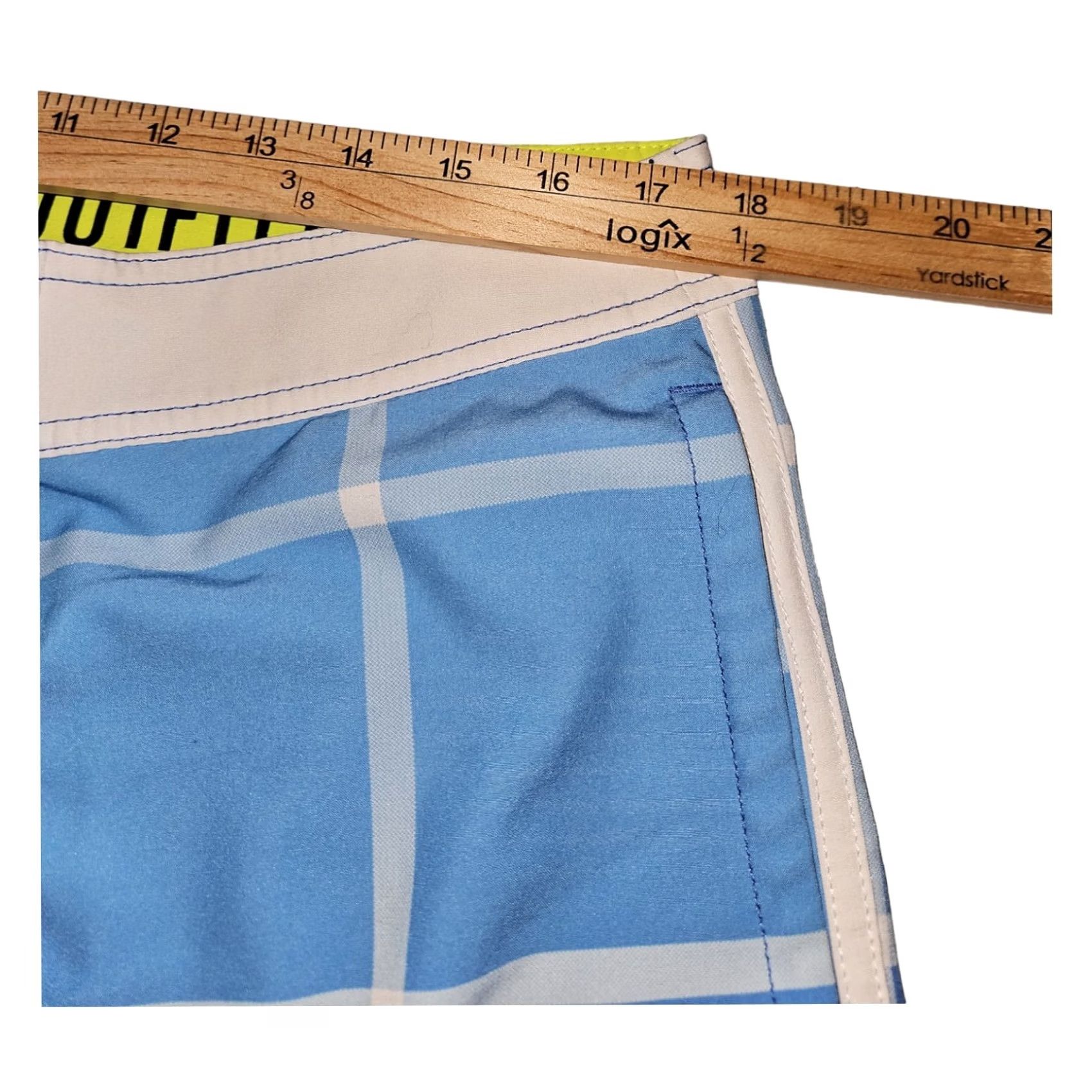 American Eagle Outfitters VINTAGE American Eagle Outfitters Swim Trunks Men Large Blue Check Zip Pocket Drawstring Preppy Size ONE SIZE - 3 Thumbnail
