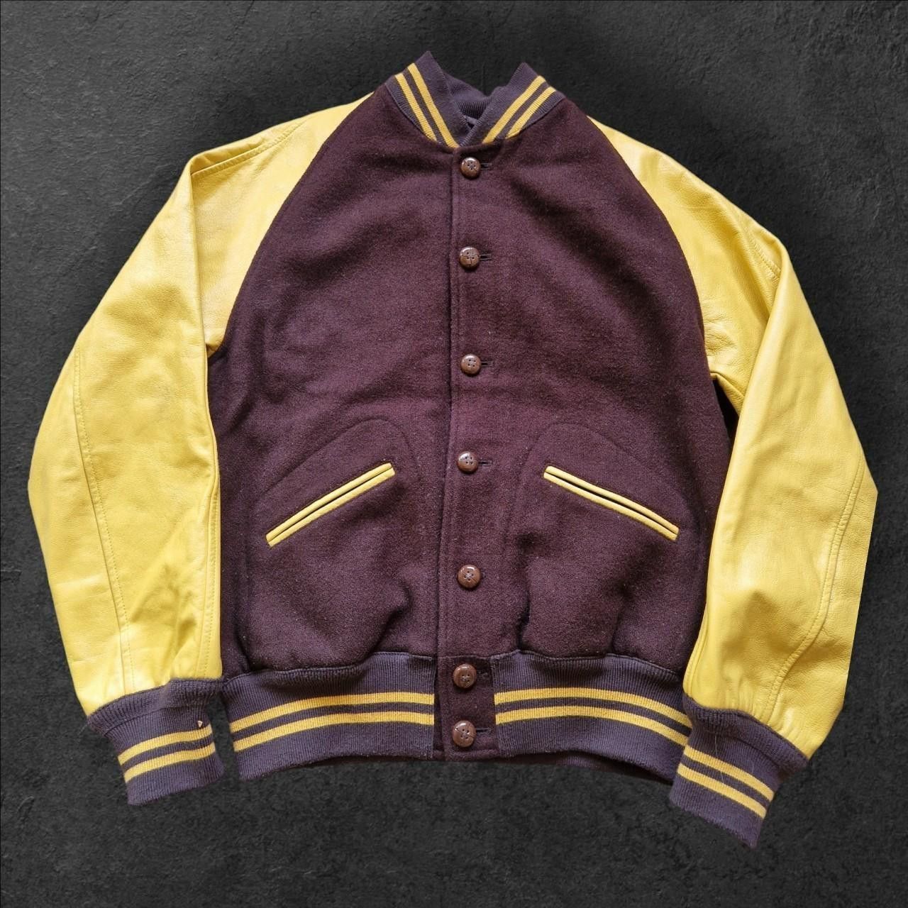 Beams Plus Mens beams+ brown and golden yellow varsity jacket Size US M / EU 48-50 / 2 - 2 Thumbnail