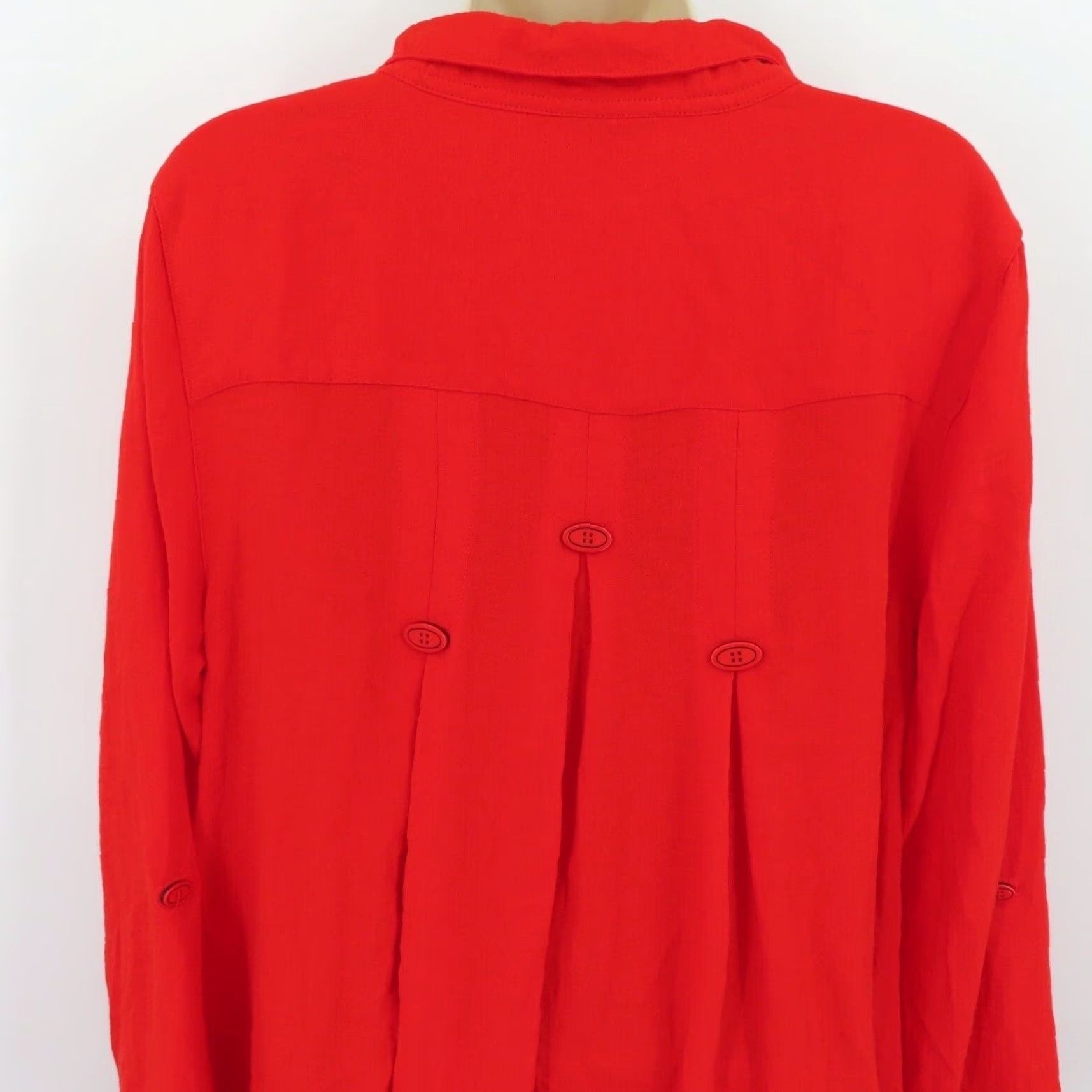 Vintage John Mark Women Shirt Blouse Collared Button Front Red Small Pocketed Lagenlook Size S / US 4 / IT 40 - 5 Thumbnail