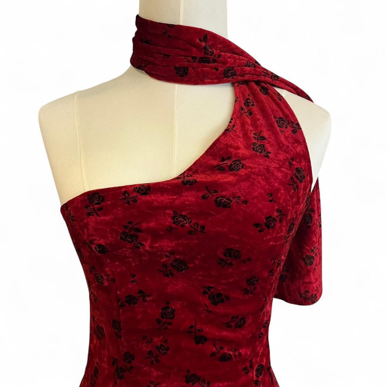 Other Vintage Y2K romantic red burgundy velvet rose scarf top Size XS / US 0-2 / IT 36-38 - 2 Thumbnail