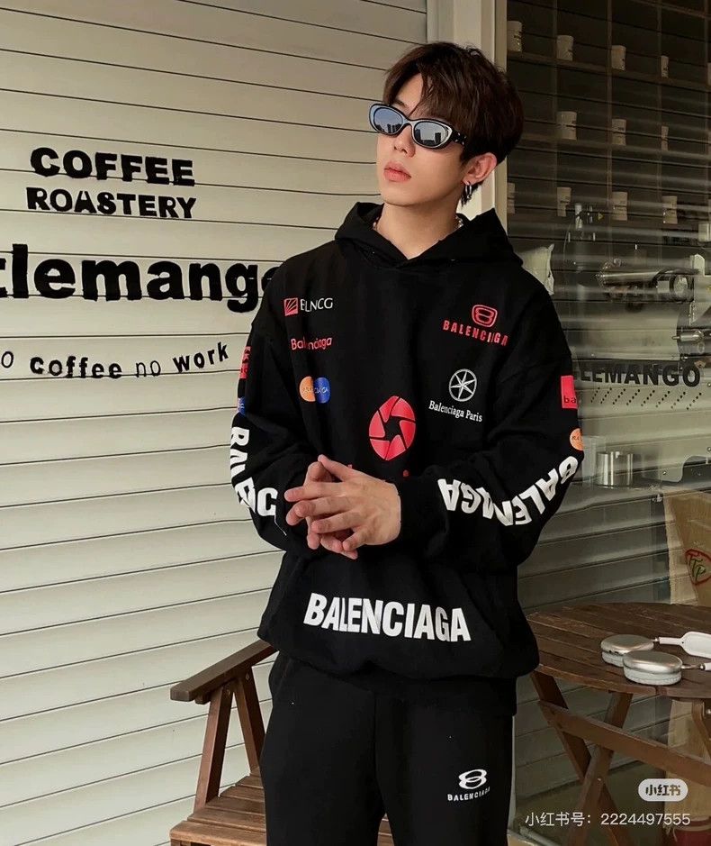 Balenciaga Balenciaga Multi-element printed hooded sweater Size US S / EU 44-46 / 1 - 8 Thumbnail