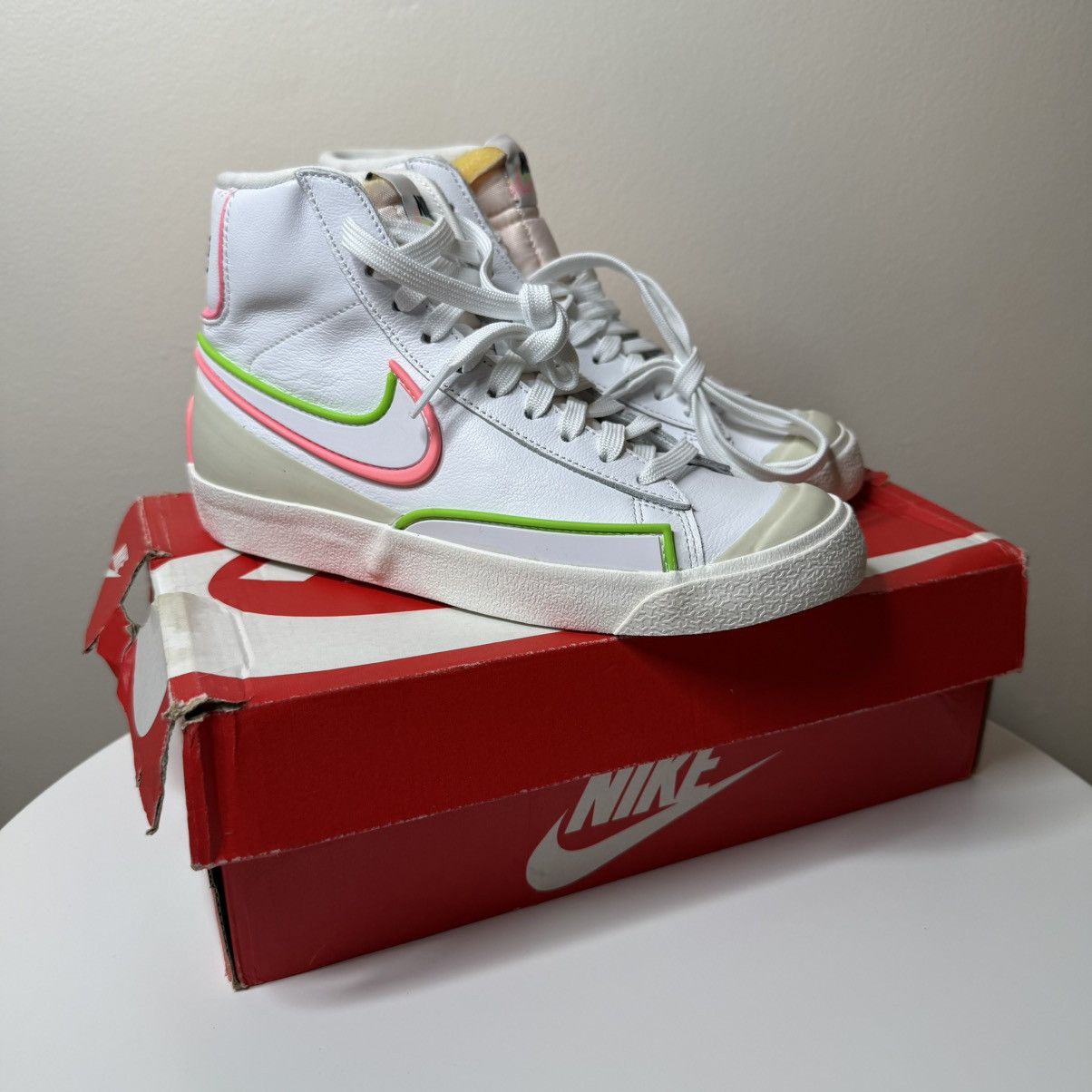 Nike Nike Blazer Mid ’77 / DIMSIX Edition White Pink DC1746-107 Size US 6 / IT 36 - 2 Thumbnail