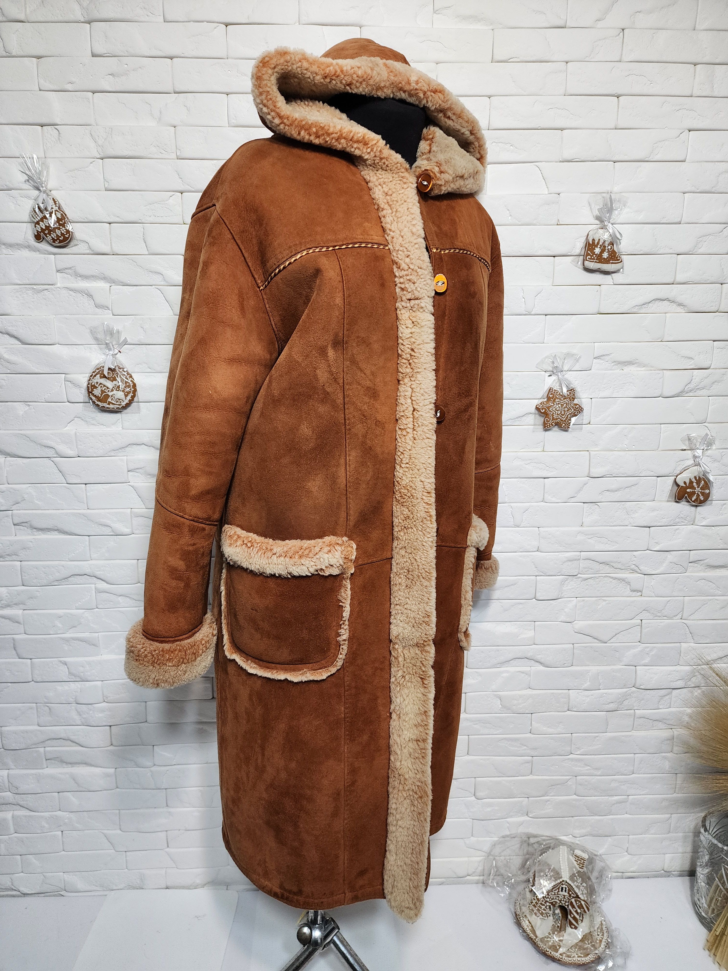 Furla Brown Sheepskin Coat: Women's Warm Fur Hooded Coat Size XL / US 12-14 / IT 48-50 - 3 Thumbnail