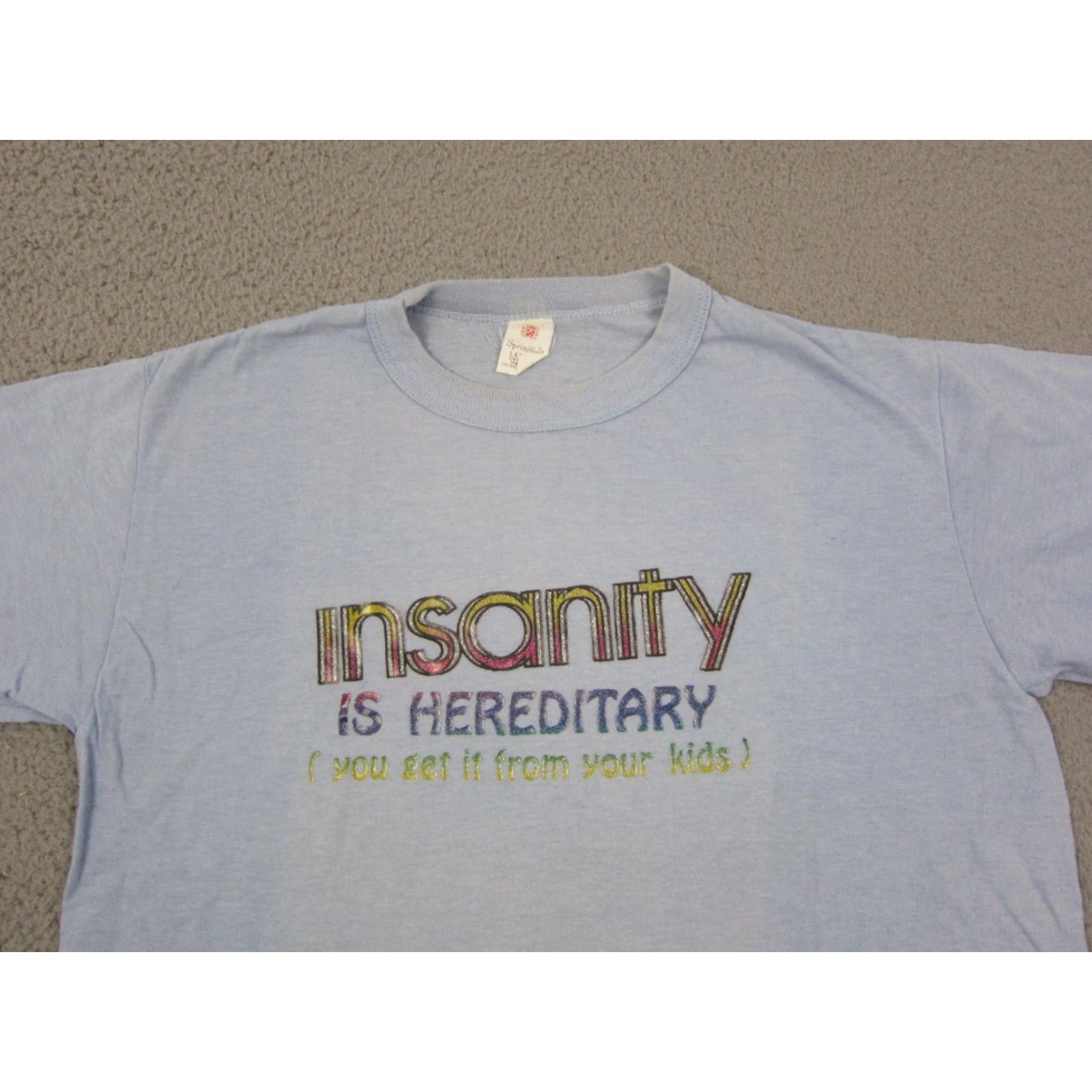 Vintage VINTAGE Springfoot Shirt Mens L Blue 90s USA Insanity Is Hereditary T-Shirt Size US L / EU 52-54 / 3 - 2 Thumbnail