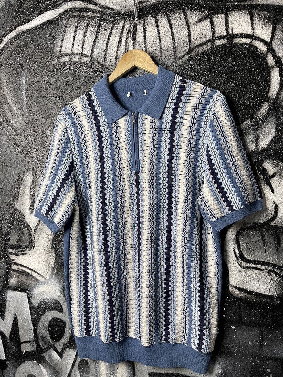 Reiss Slim Fit Textured Knitted Polo T-Shirt Mens Size M