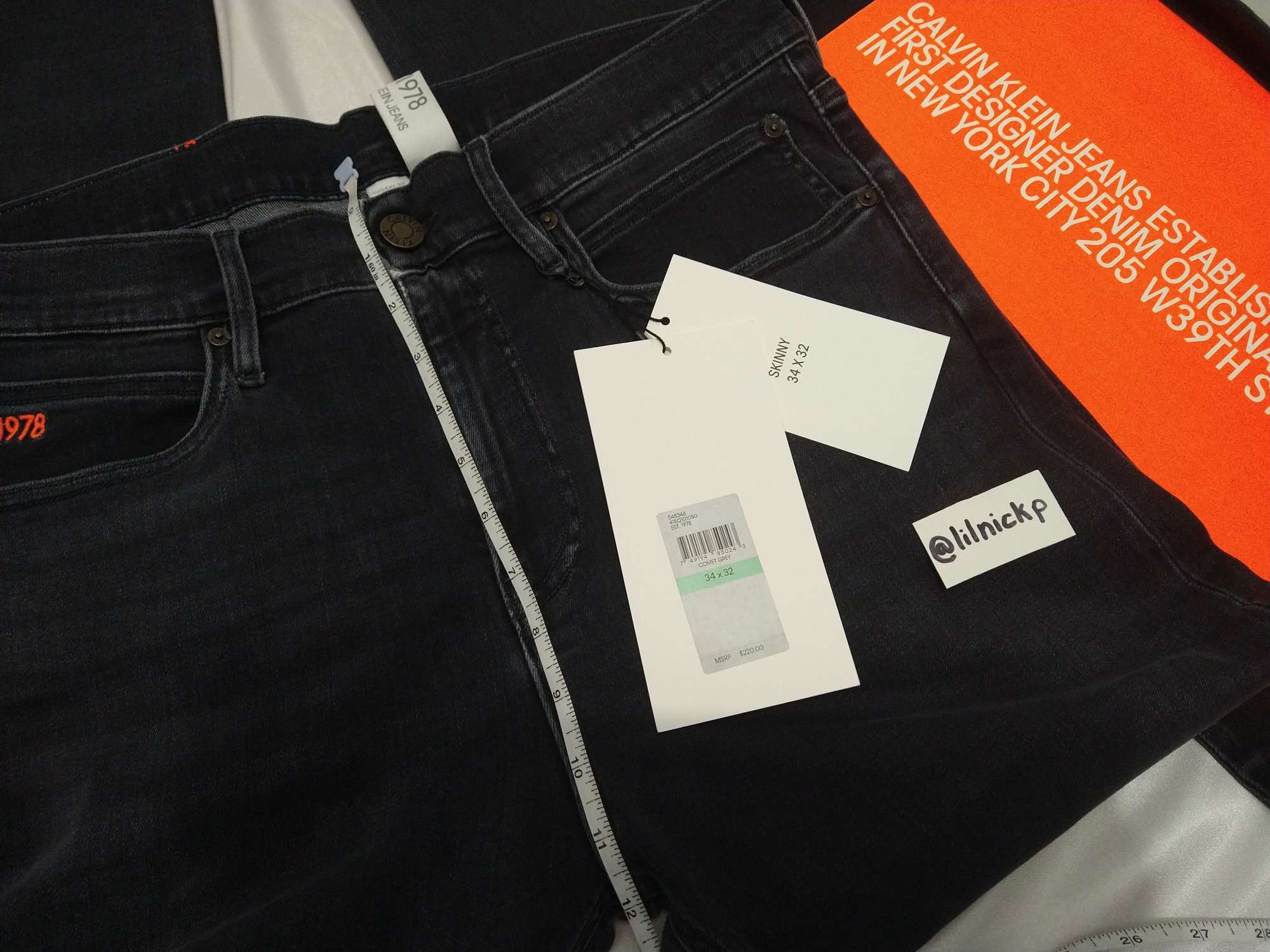 Calvin Klein 205W39NYC EST. 1978 Skinny Leg Comet Grey Jeans Size US 34 / EU 50 - 8 Thumbnail