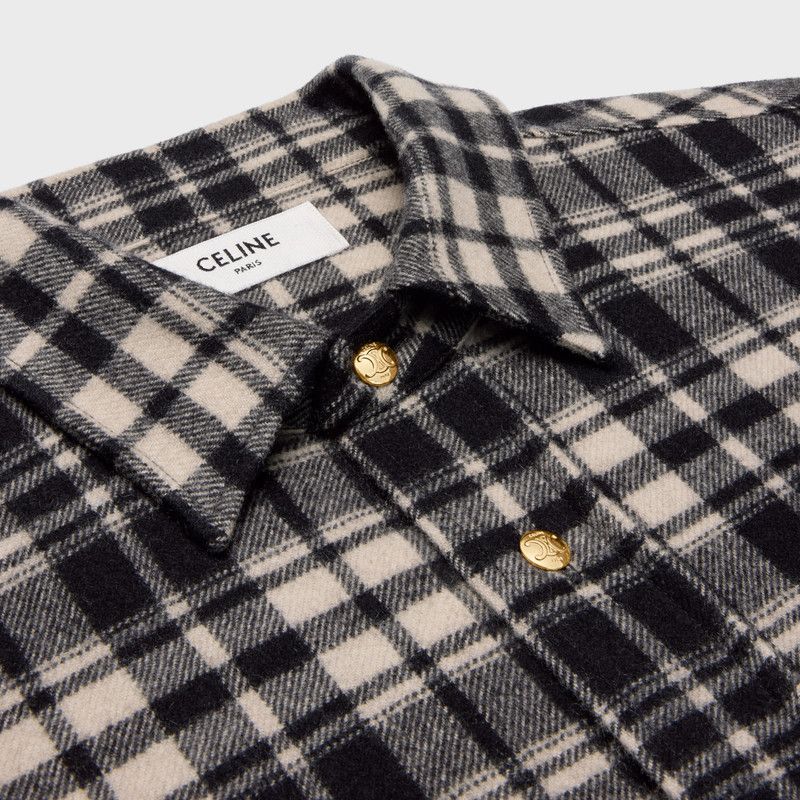 Celine o1bcso1str0126 2C61A697Y Over Shirt in Vanille/Noir Size L / US 10 / IT 46 - 3 Thumbnail