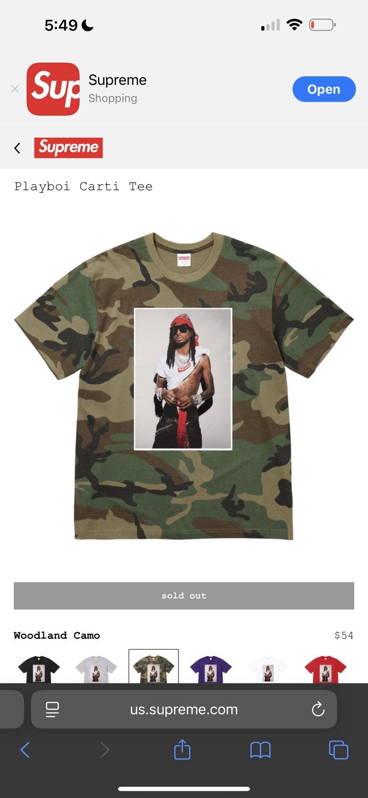 Supreme Supreme Playboi Carti tee Woodland Camo XL | Grailed