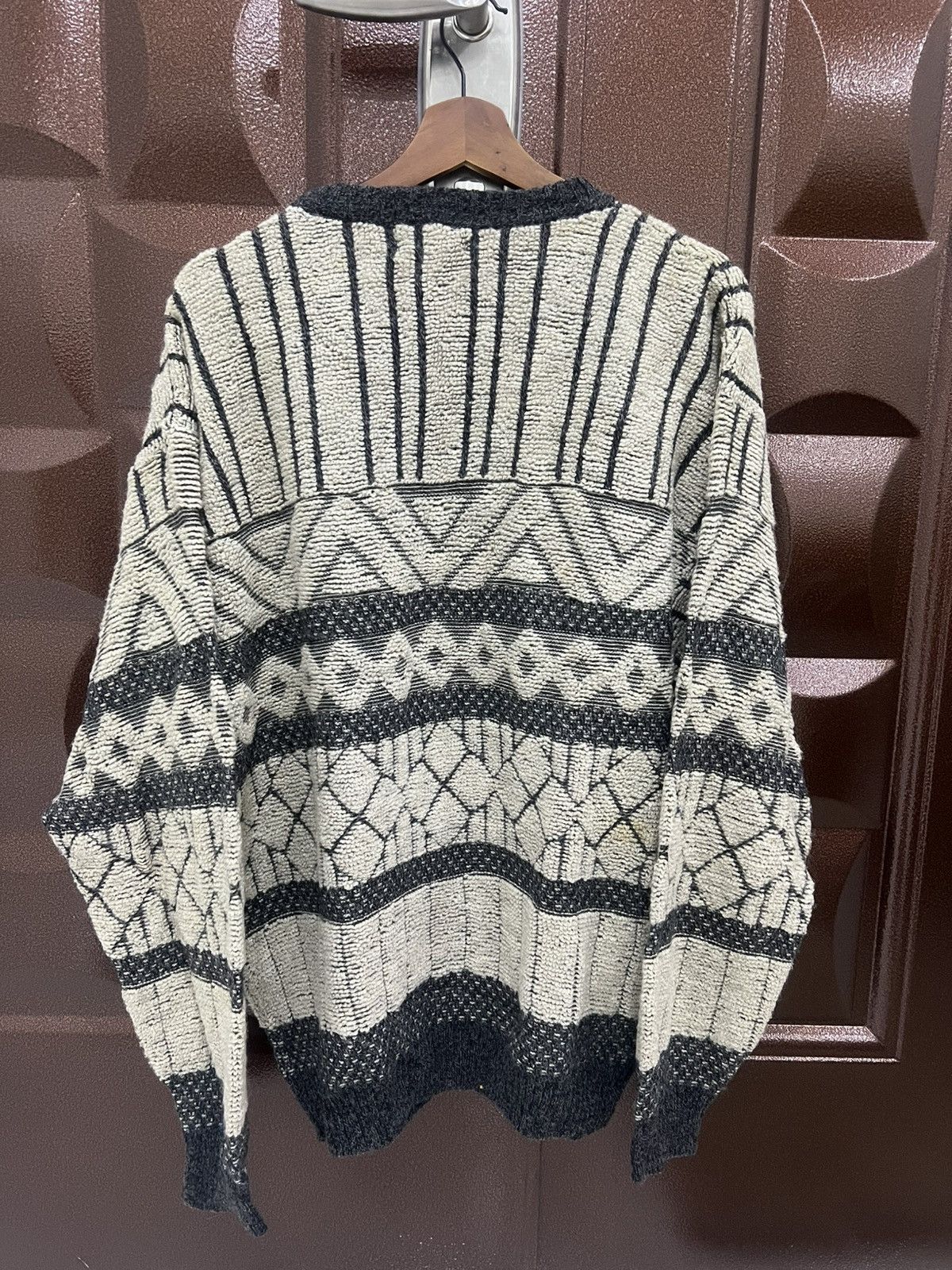 Japanese Brand BEL BELLO FARSH Vintage 80s Geometric Cozy Jumper Knitwear Size US L / EU 52-54 / 3 - 4 Thumbnail
