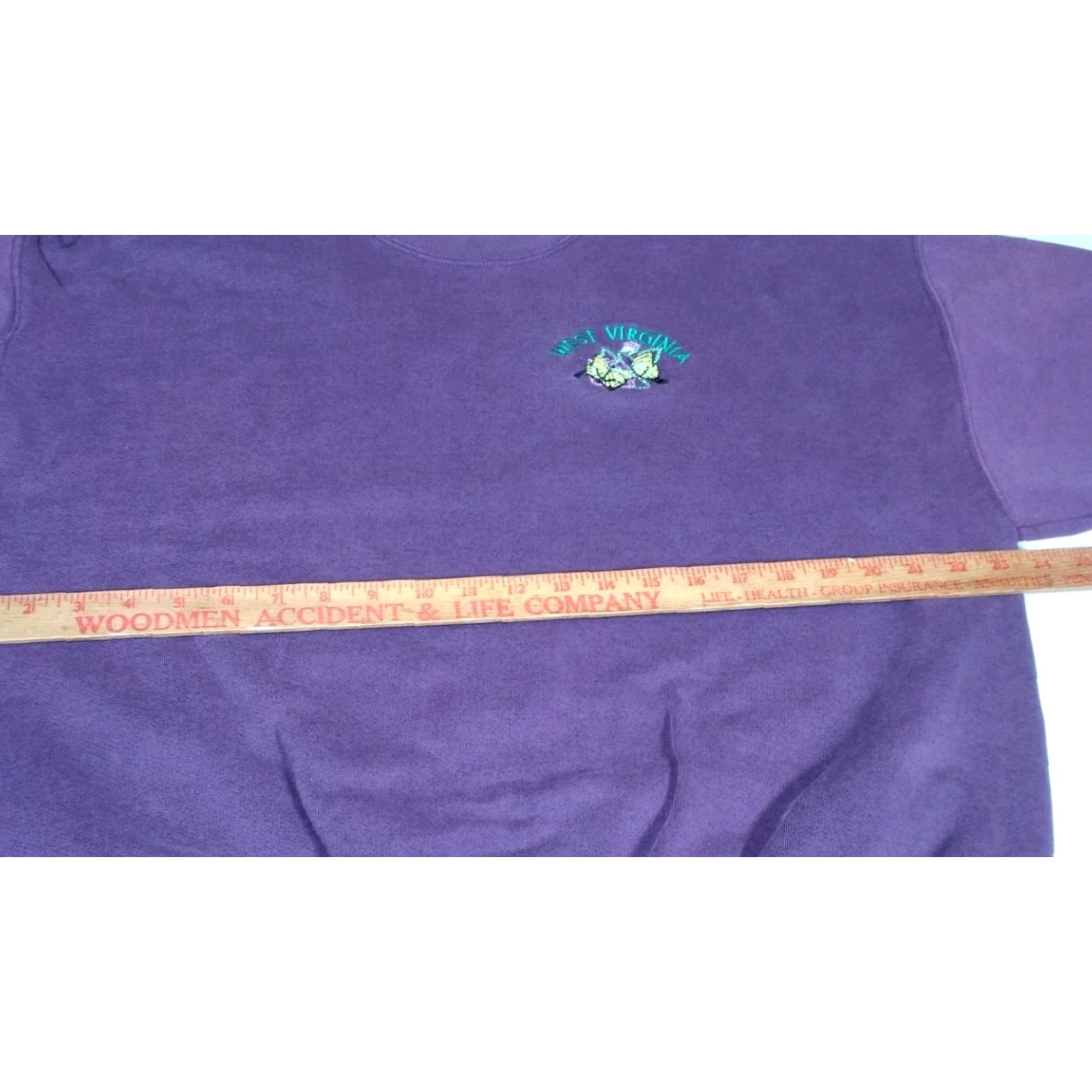 Jerzees VINTAGE Jerzees West Virginia Sweatshirt XL Purple Pullover Cotton Butterfly Nature Mens Size US XL / EU 56 / 4 - 6 Thumbnail