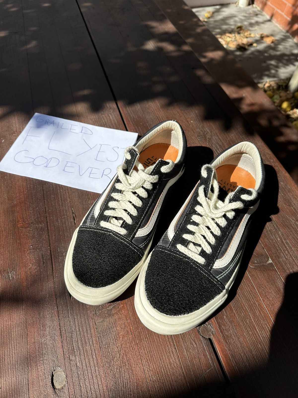 image of Our Legacy x Vans Vault Premium Suede Old Skool Shoes in Black, Men's (Size 10)