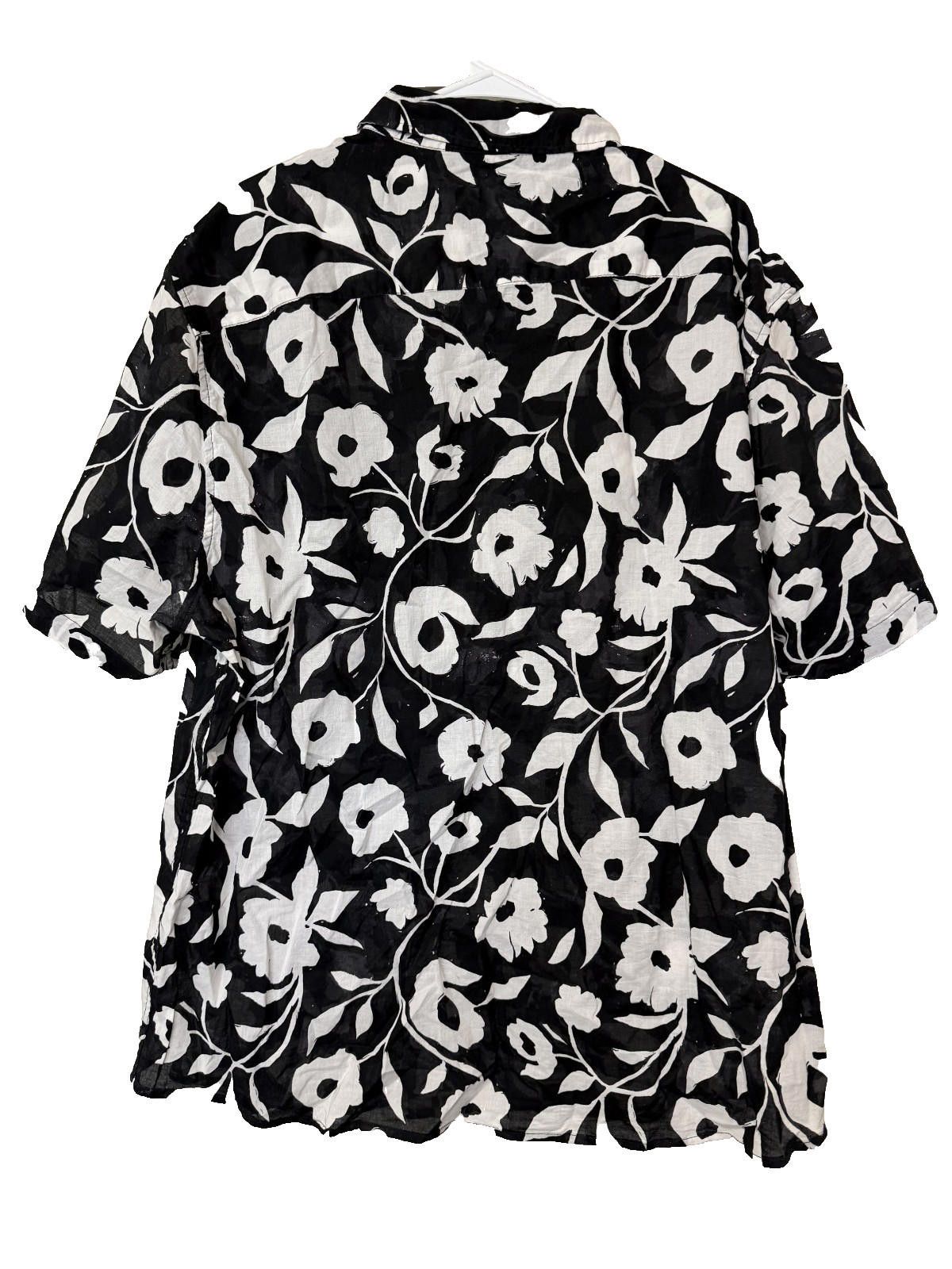 H&M H&M Black White Floral Print Button Down Shirt Mens 2XL Size US XXL / EU 58 / 5 - 3 Thumbnail