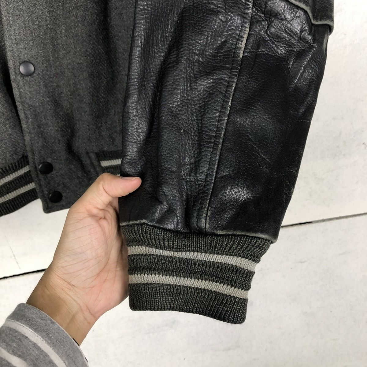 Japanese Brand 🔥VINTAGE LEATHER VARSITY BOMBER JACKET ISSEY MIYAKE Size US M / EU 48-50 / 2 - 15 Thumbnail