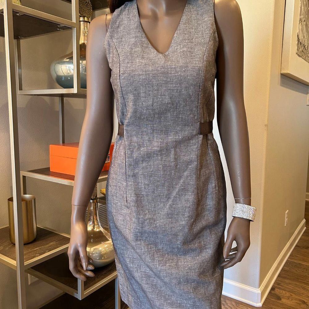 Banana Republic Banana Republic Heather Gray Linen Ribbon Dress Size S / US 4 / IT 40 - 3 Thumbnail